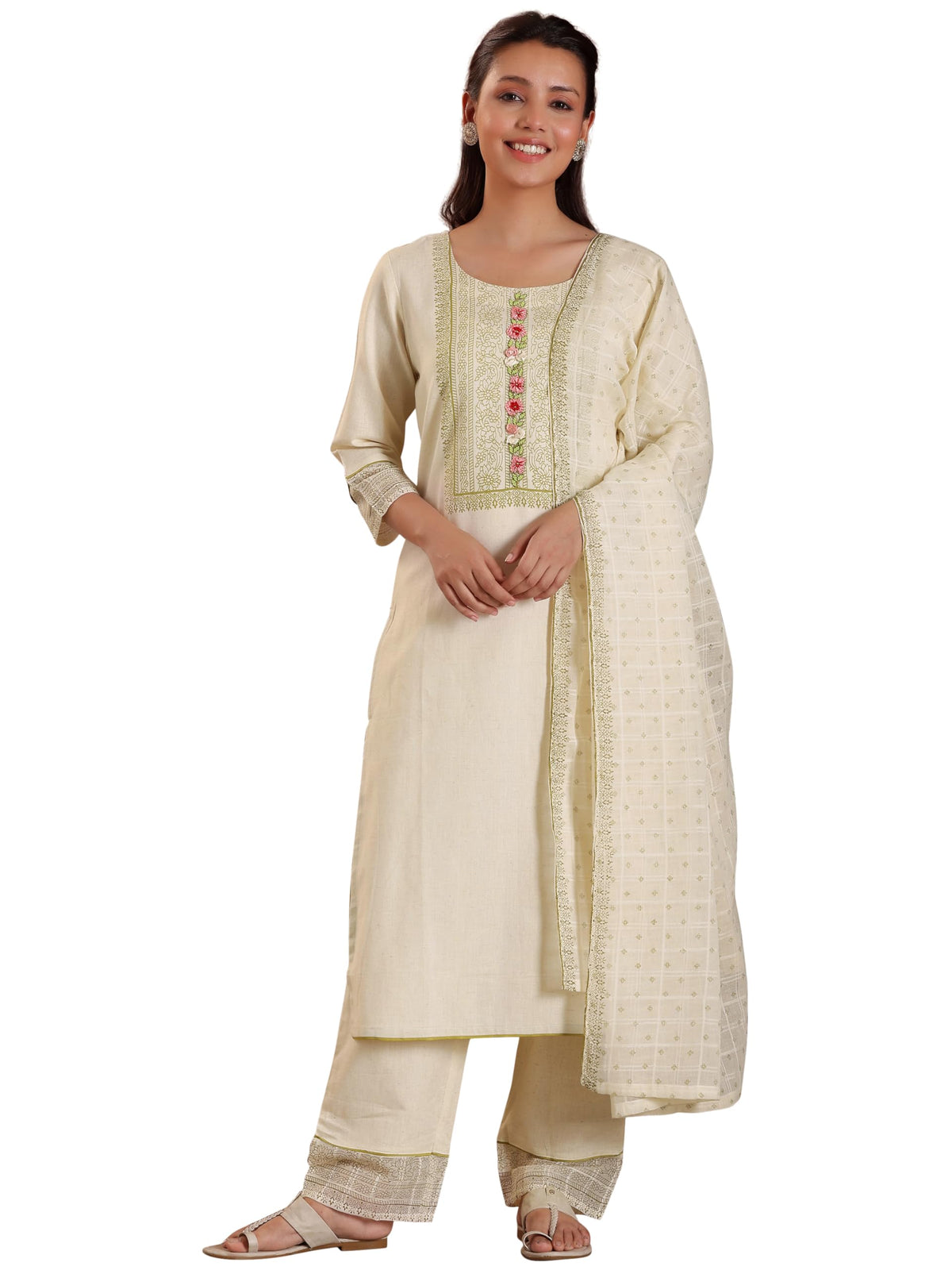 Libas WomenS Pure Cotton Kurta Sets (27518_Off White