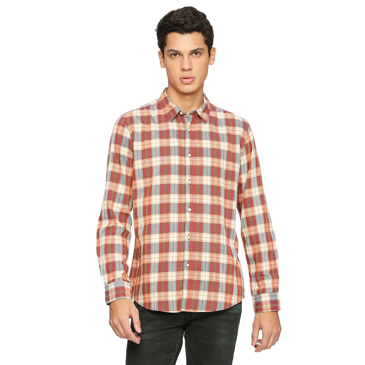 Pepe Jeans MenS Checkered Regular Fit Shirt (Pm308102_Red