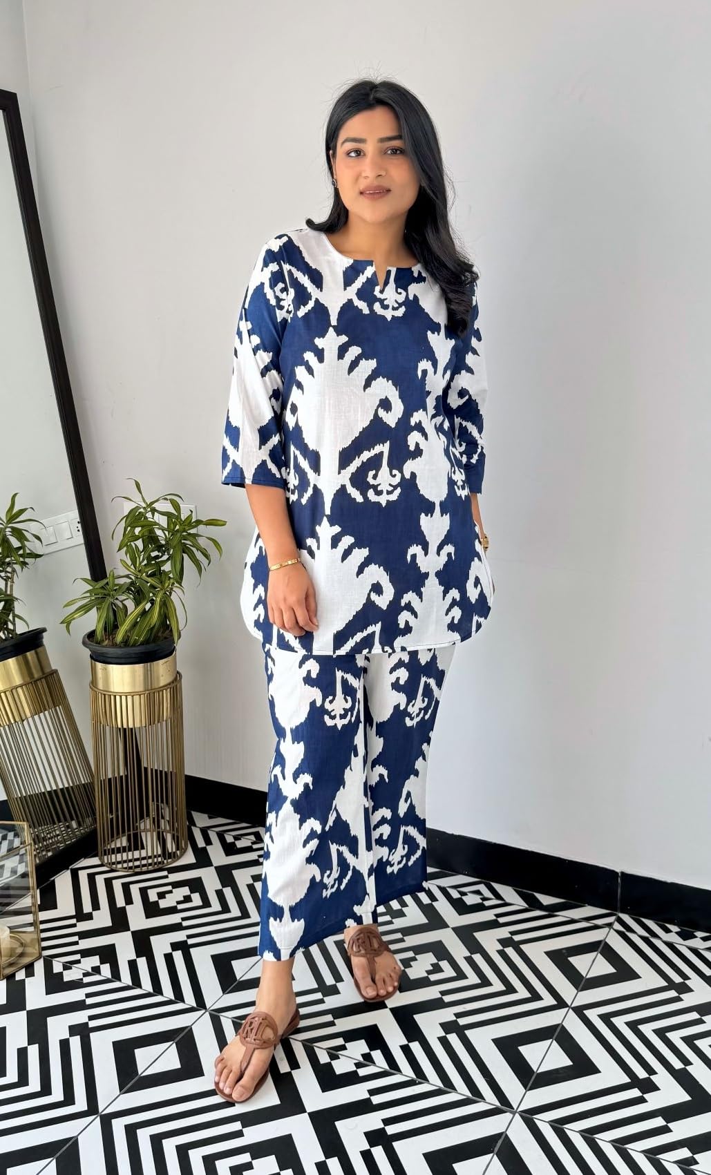 Nermosa Printed Straight Kurta Set for Women | Kurta Pant Set Office Wear | Co-ord Set |