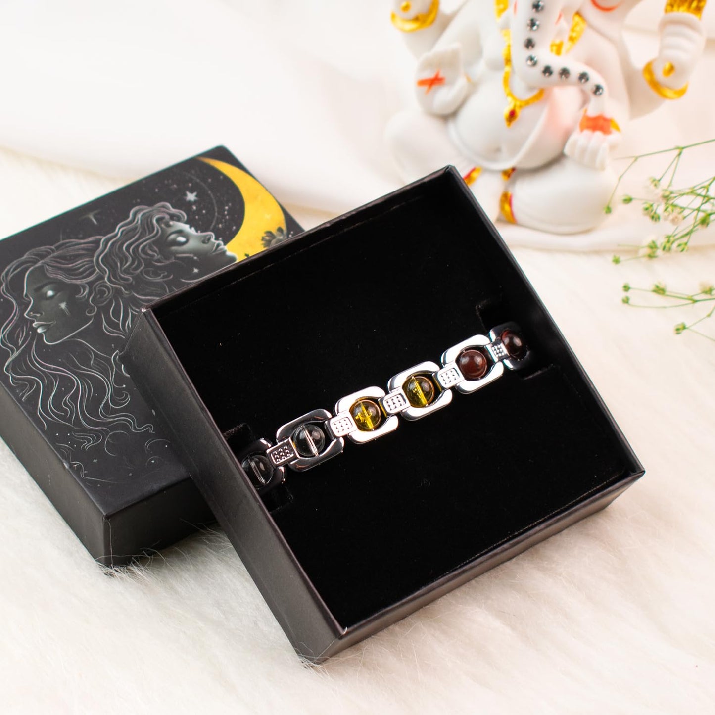 Astrotalk Metal Dhan Yog Bracelet (Silver) | Attracts Wealth & Financial Prosperity | Pyrite, Citrine, Tiger Eye, Quartz,Hematite & Aventurine Astrology Bracelet for Man & Woman | Gift for Man & Woman