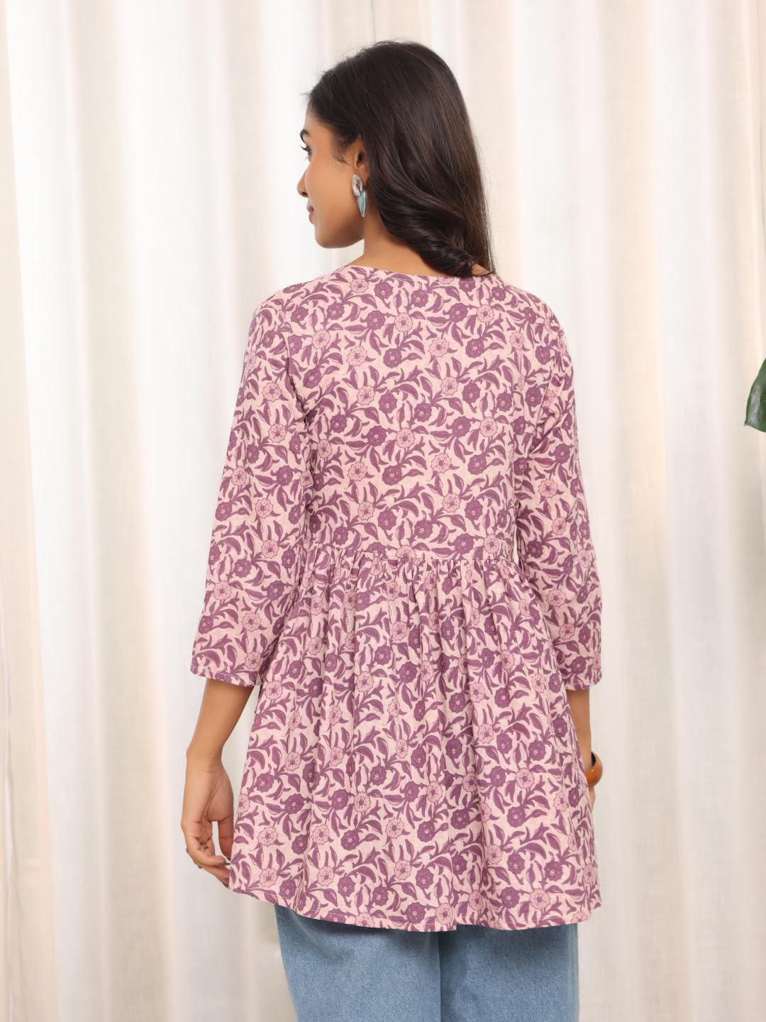 Varanga Women Jaipuri Printed Angrakha Style Tunic Stylish and Comfortable Wardrobe Addition with Traditional Charm Purple