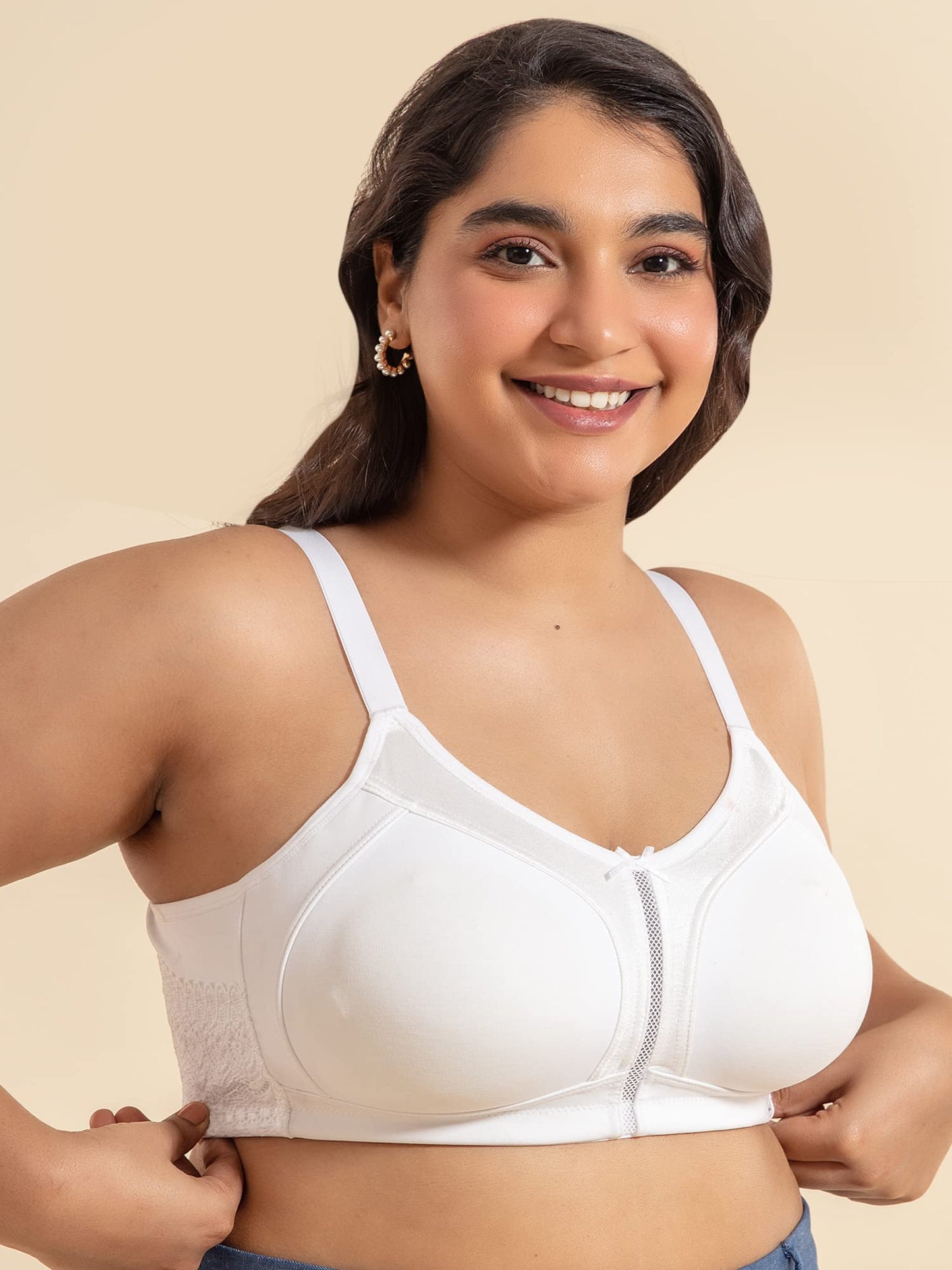 Nykd By Nykaa WomenS Full Support M-Frame Heavy Bust Everyday Cotton Bra | Non-Padded | Wireless | Full Coverage| Bra, Nyb101, W