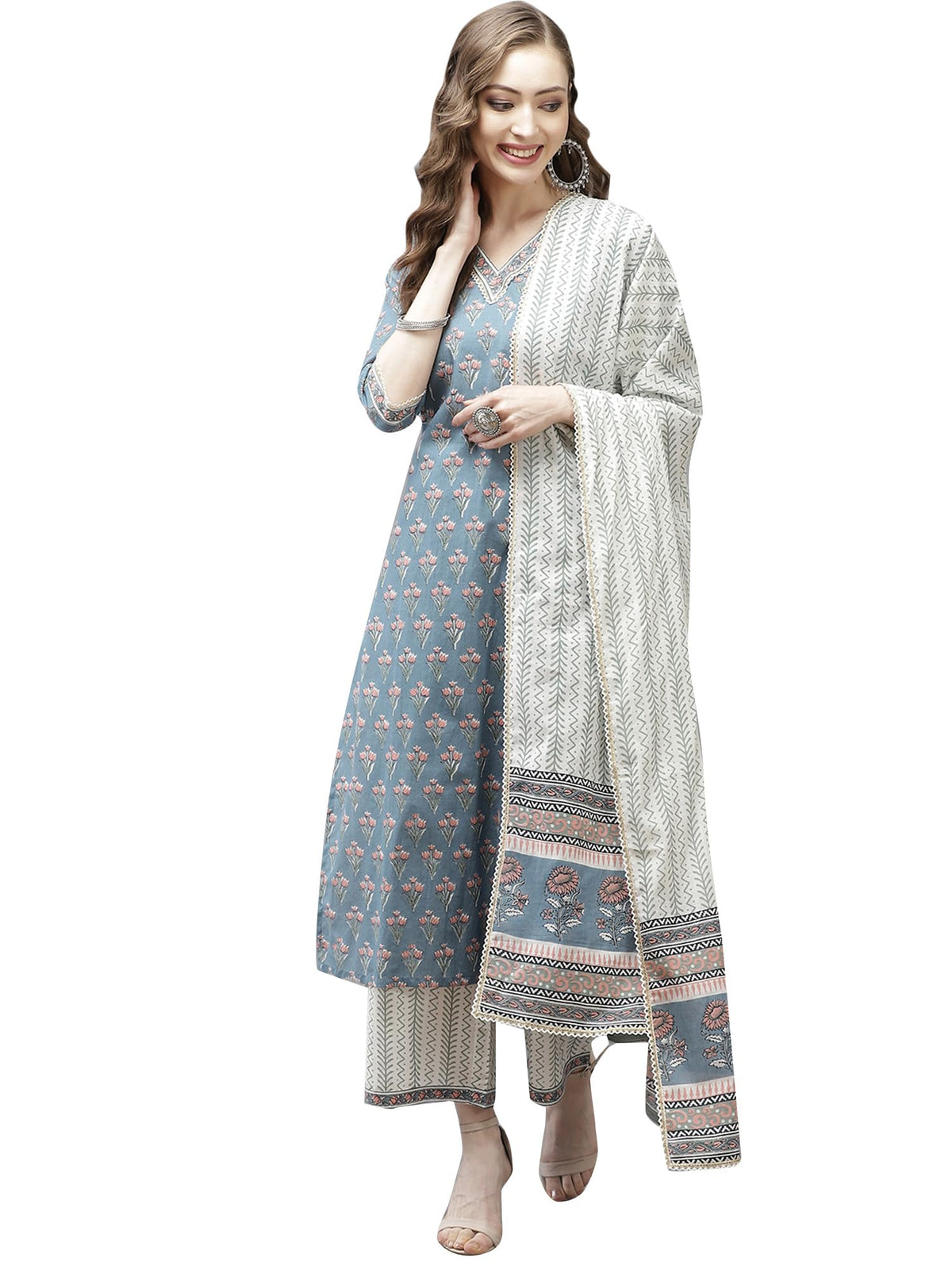 Libas Womens Cotton Kurta Sets (20128O_Multicoloured