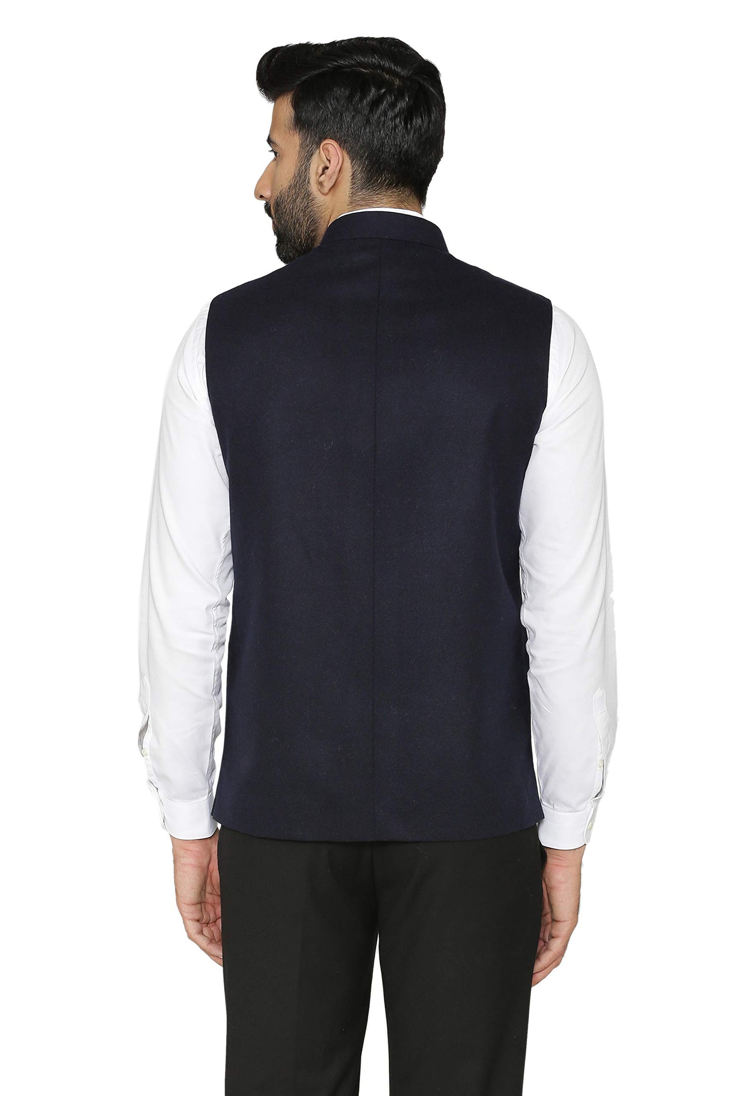 WINTAGE Mens Tweed Wool Festive and Casual Nehru Jacket Vest Waistcoat : Navy Blue