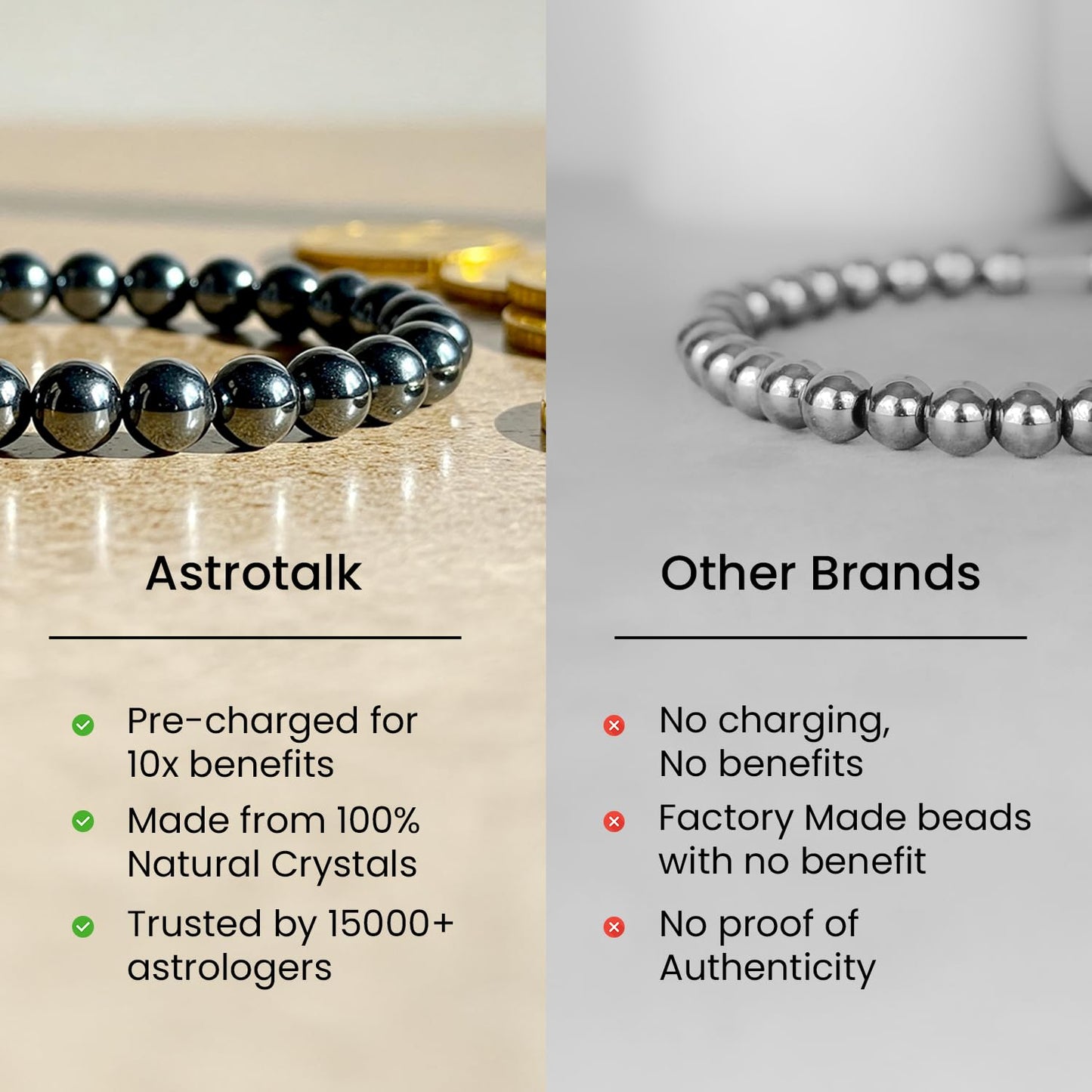 Astrotalk Karz Mukti Bracelet | Wealth & Prosperity | Original Silver Hematite | Good Fortune & Protection | Astrology Bracelet for Women & Men