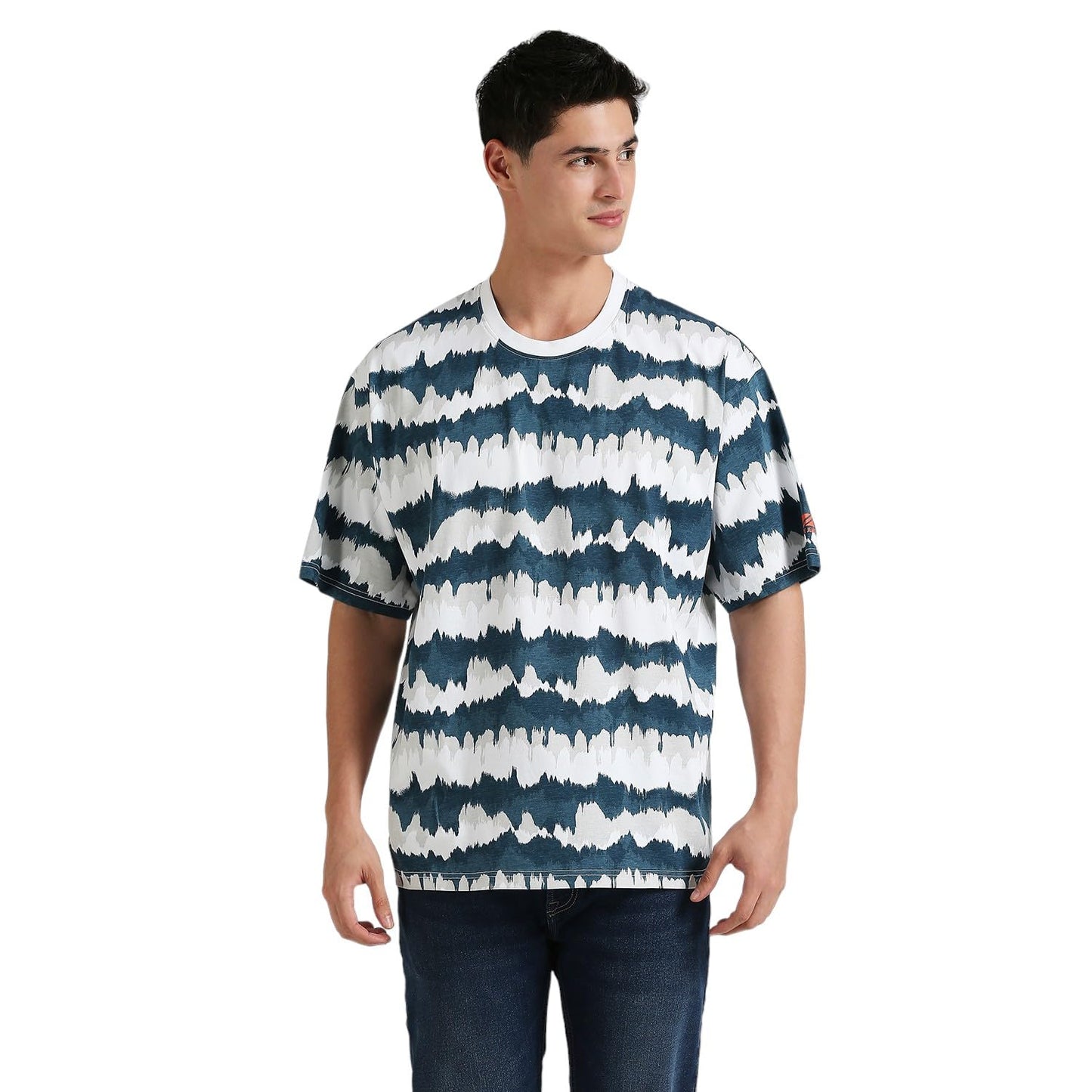 Pepe Jeans MenS Tie-Dye Oversized Fit T-Shirt (Pm509653_Teal Blue_Dark