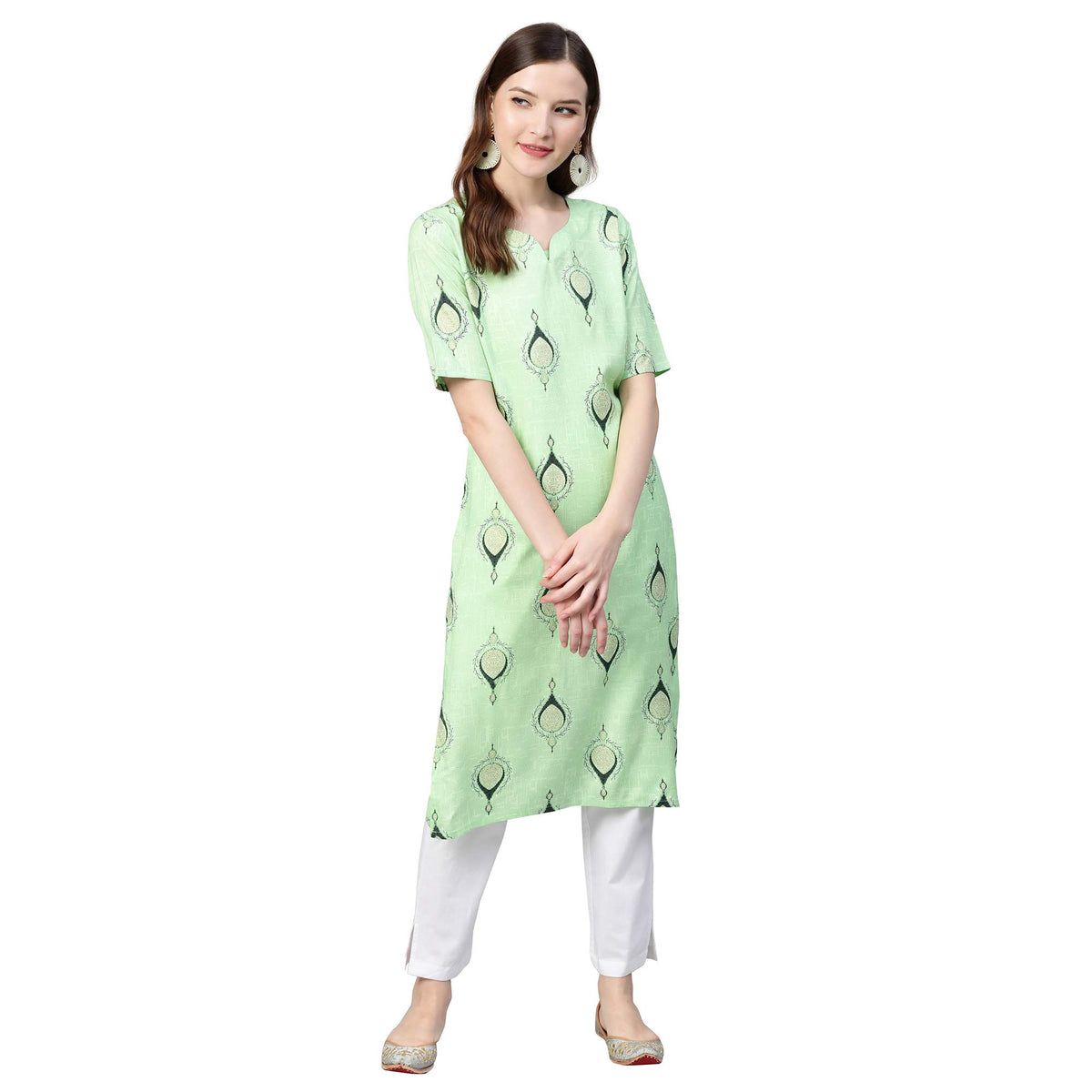 Idalia Sage Green Rayon Kurta Set