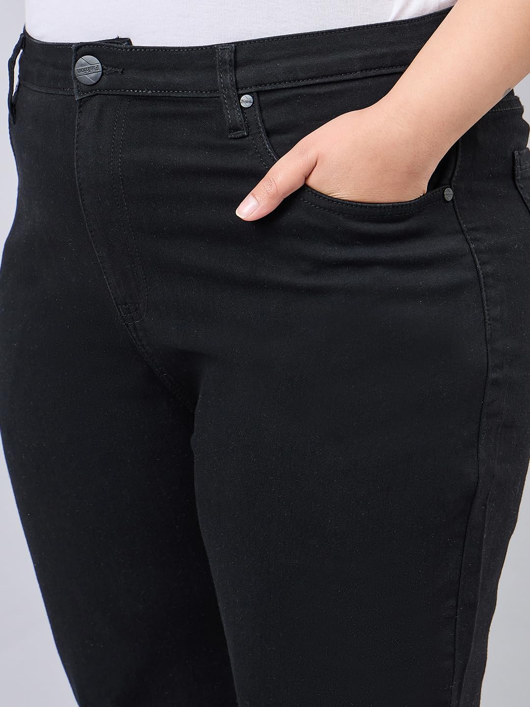 Style Quotient Women Plus Size Black Boot Cut High Rise Stretchable Jeans