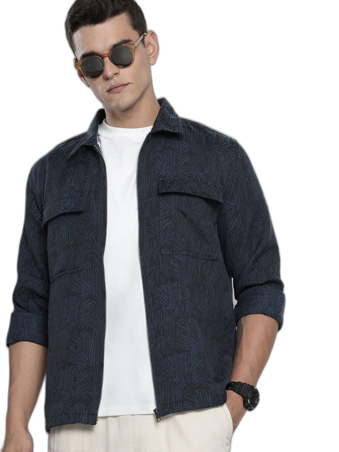 The Indian Garage Co Mens Regular Fit Textured Casual Over Sweater