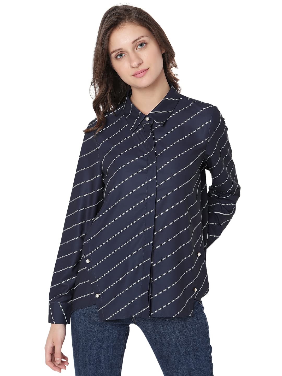 Vero Moda Regular Fit Shirt(10299098_Navy Blazer_Xl)