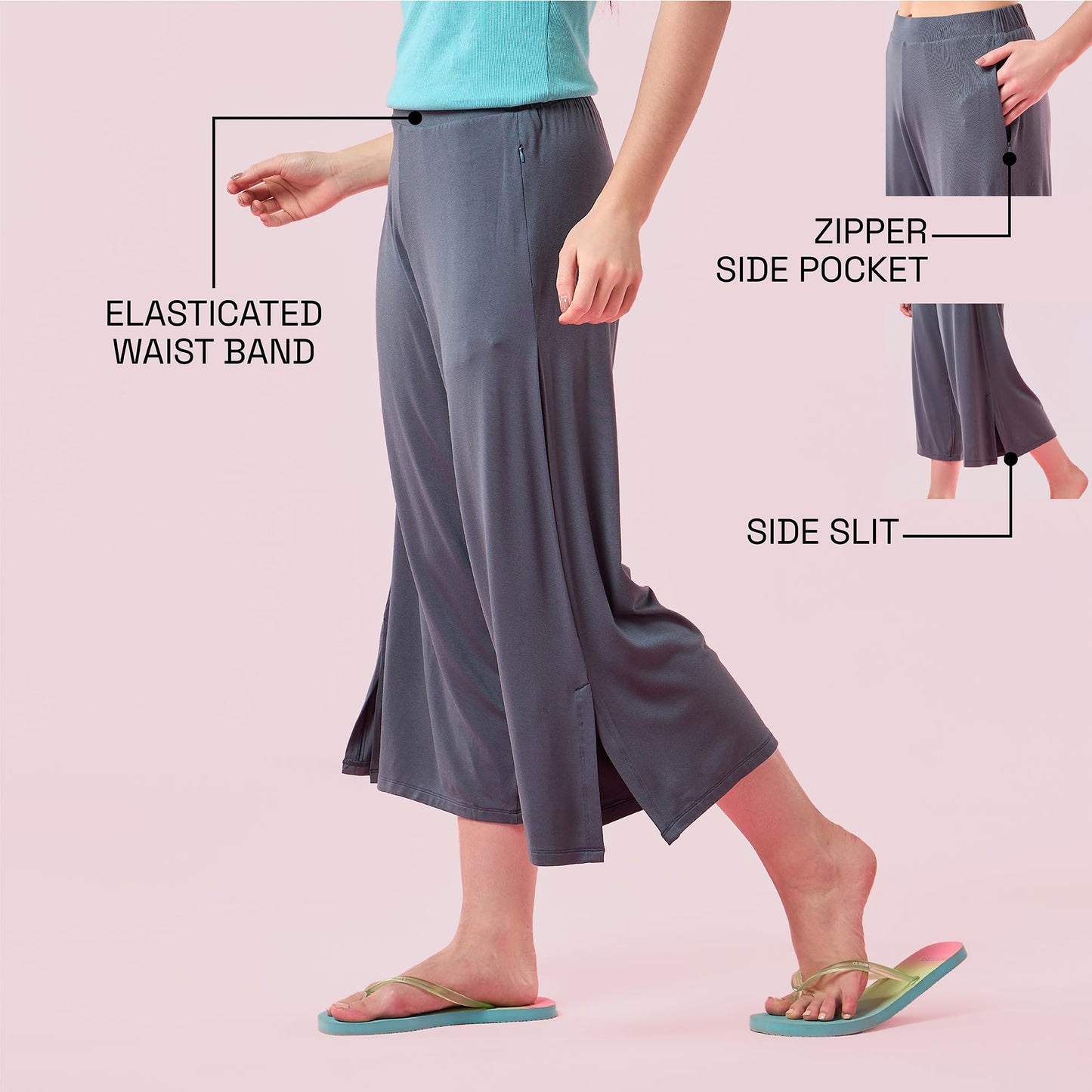Enamor Womens Relaxed Pants (E064_Dark Slate