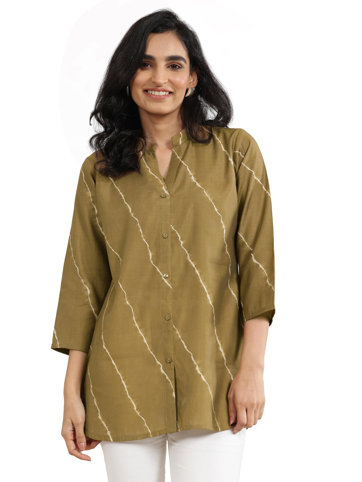 Libas WomenS Silk Blend Printed Regular Kurtis (29665R Olive