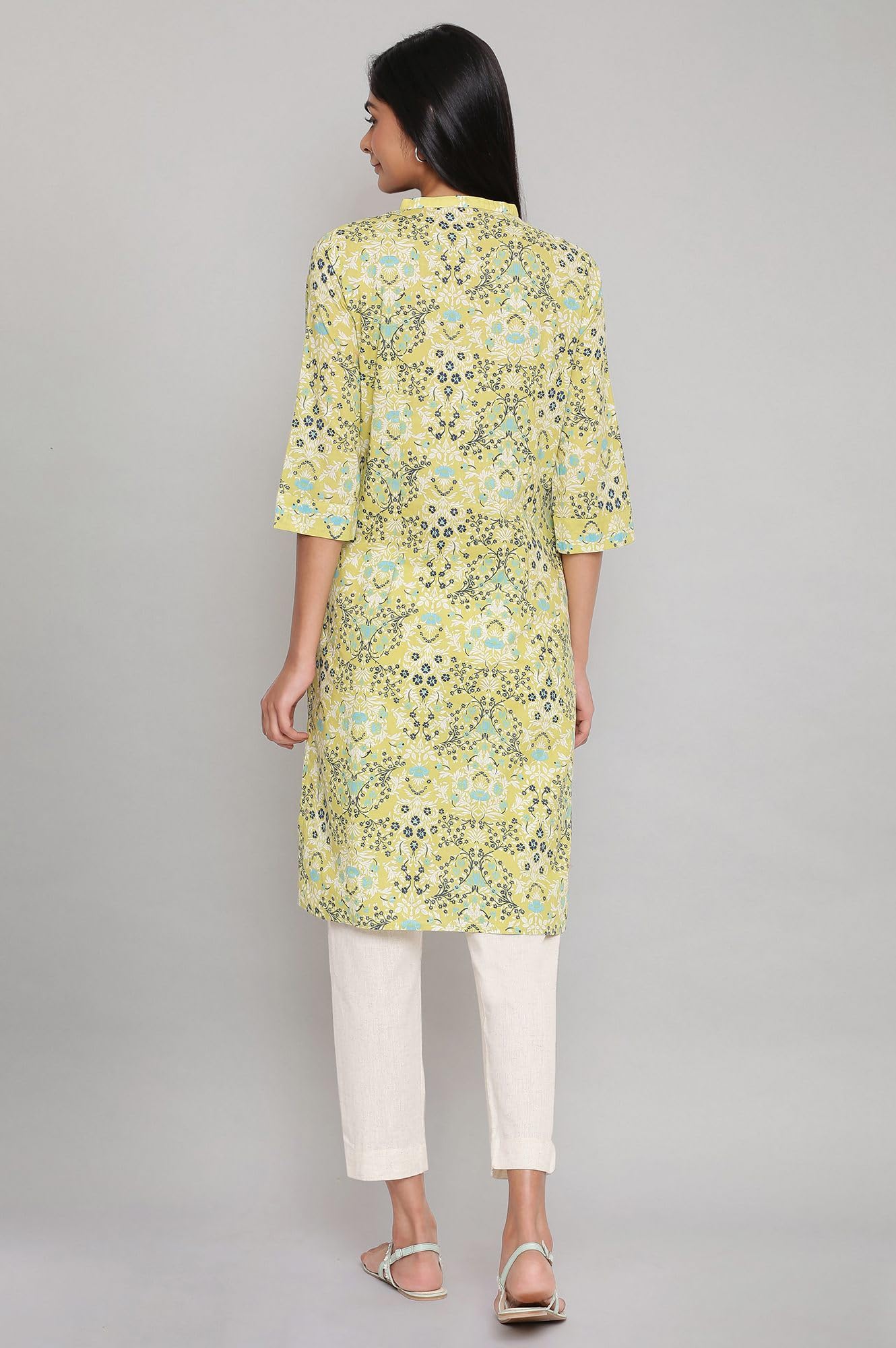W for Woman Printed Button Down Cotton Kurta for Women