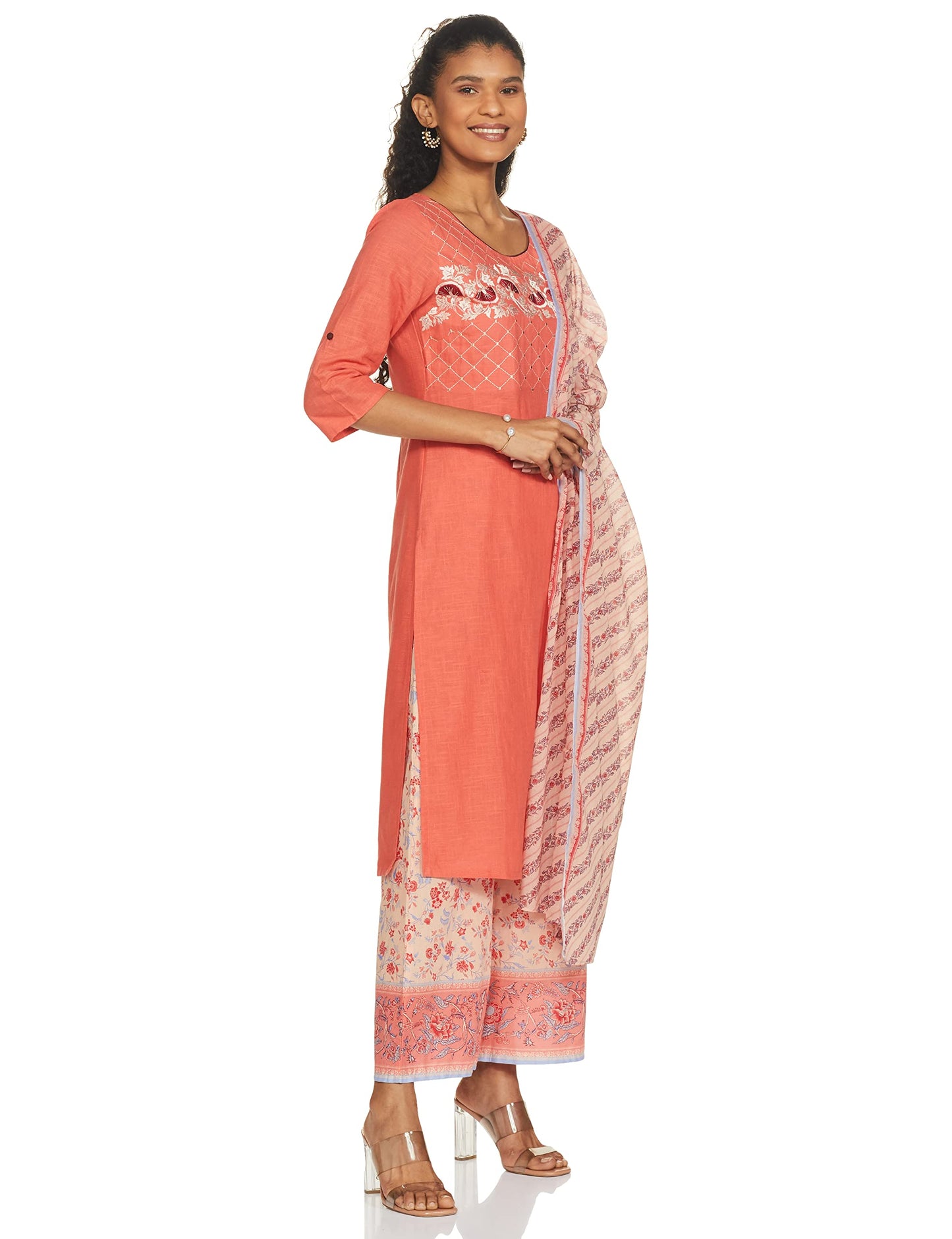 Aurelia Women's Cotton Kurta, Palazzo & Dupatta