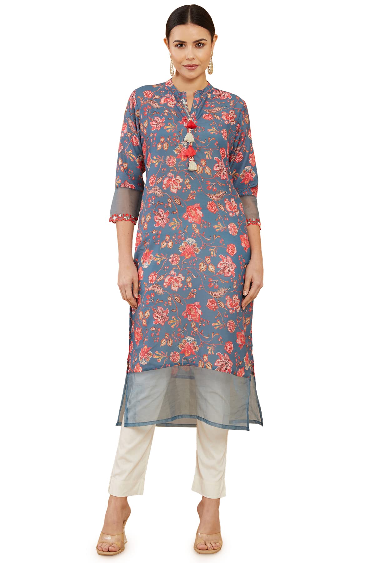 Soch Women's Crepe Floral Regular Dress Shirt