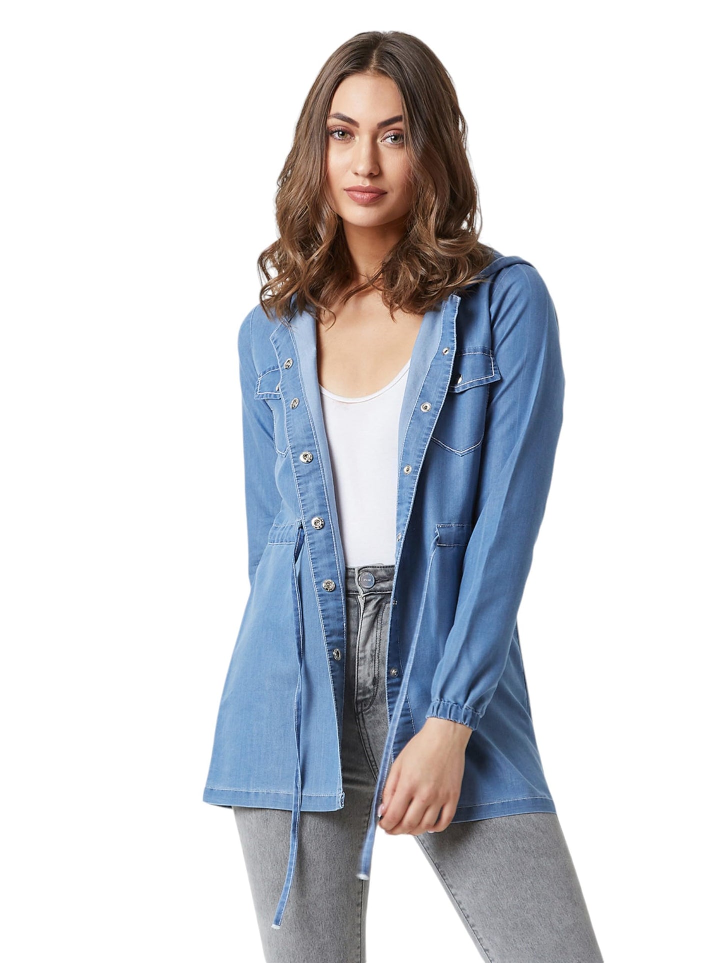 Miss Chase Womens Round Neck Full Sleeve Denim Jacket (MCAW19DEN05-56-416-06, Dell Blue, XL)