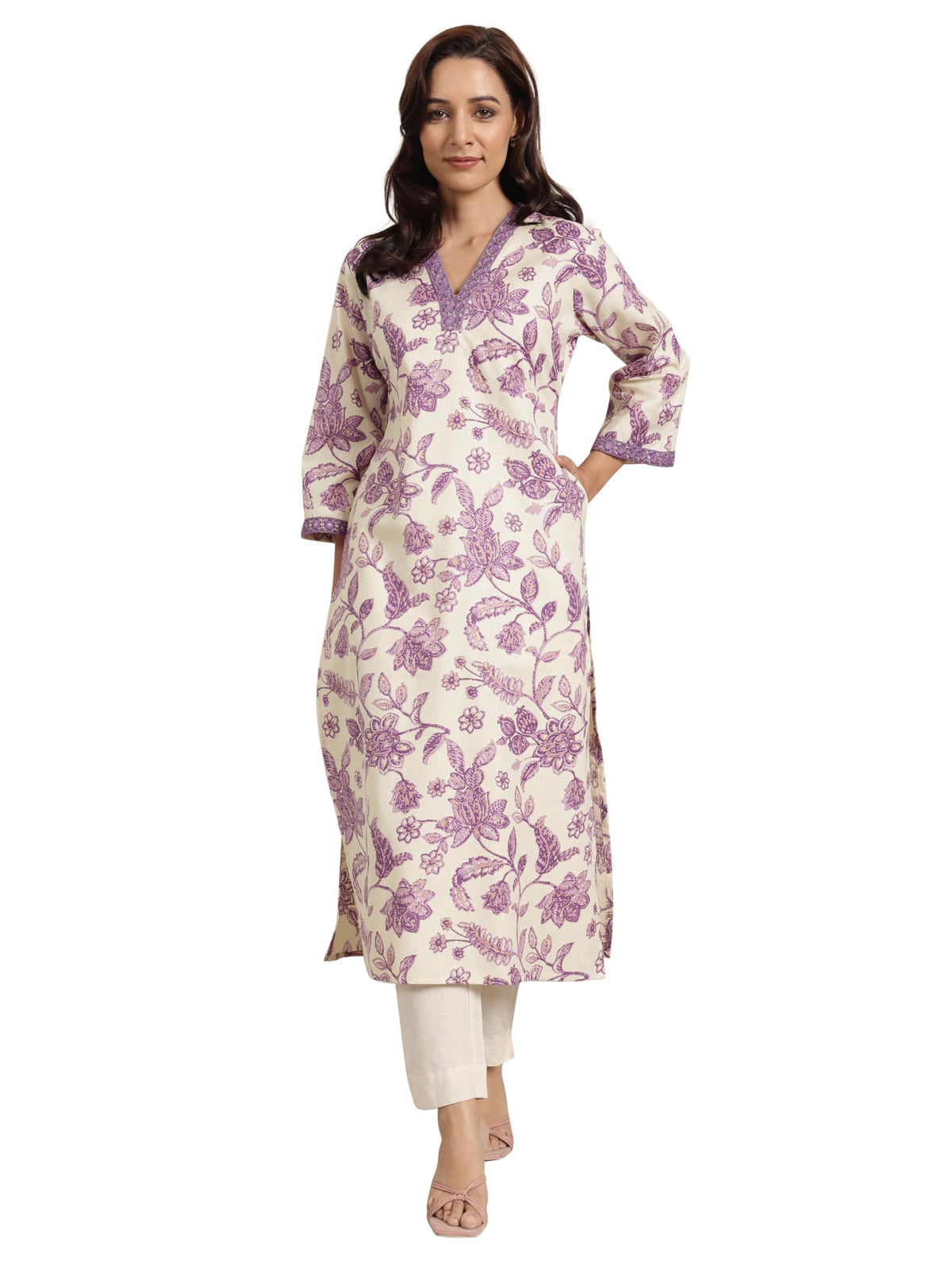 Libas WomenS Viscose Rayon Self Design Straight Kurtas (29414Oh Purple