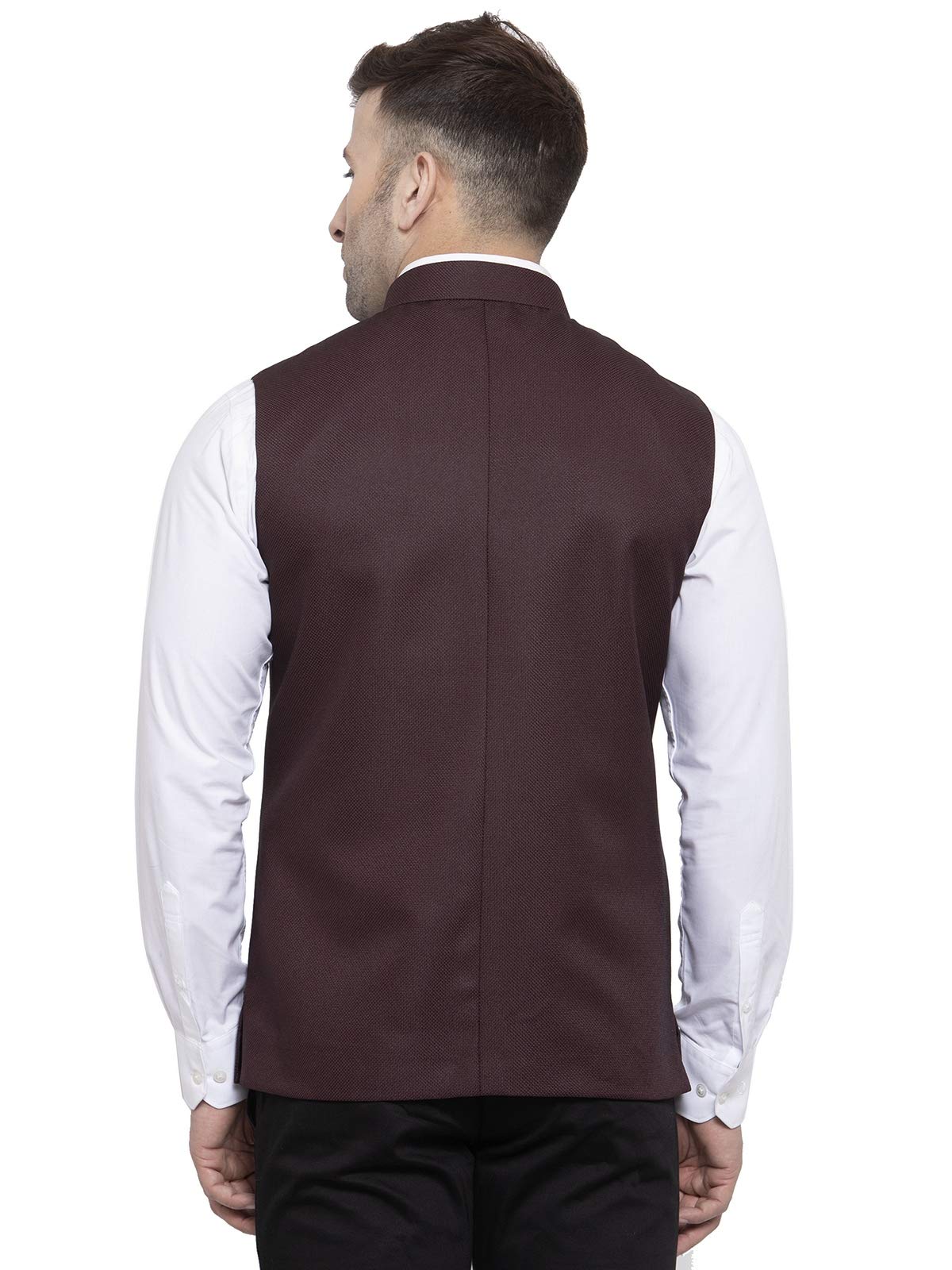 WINTAGE Mens Poly Cotton Festive and Casual Nehru Jacket Vest Waistcoat : Brown, X-Small