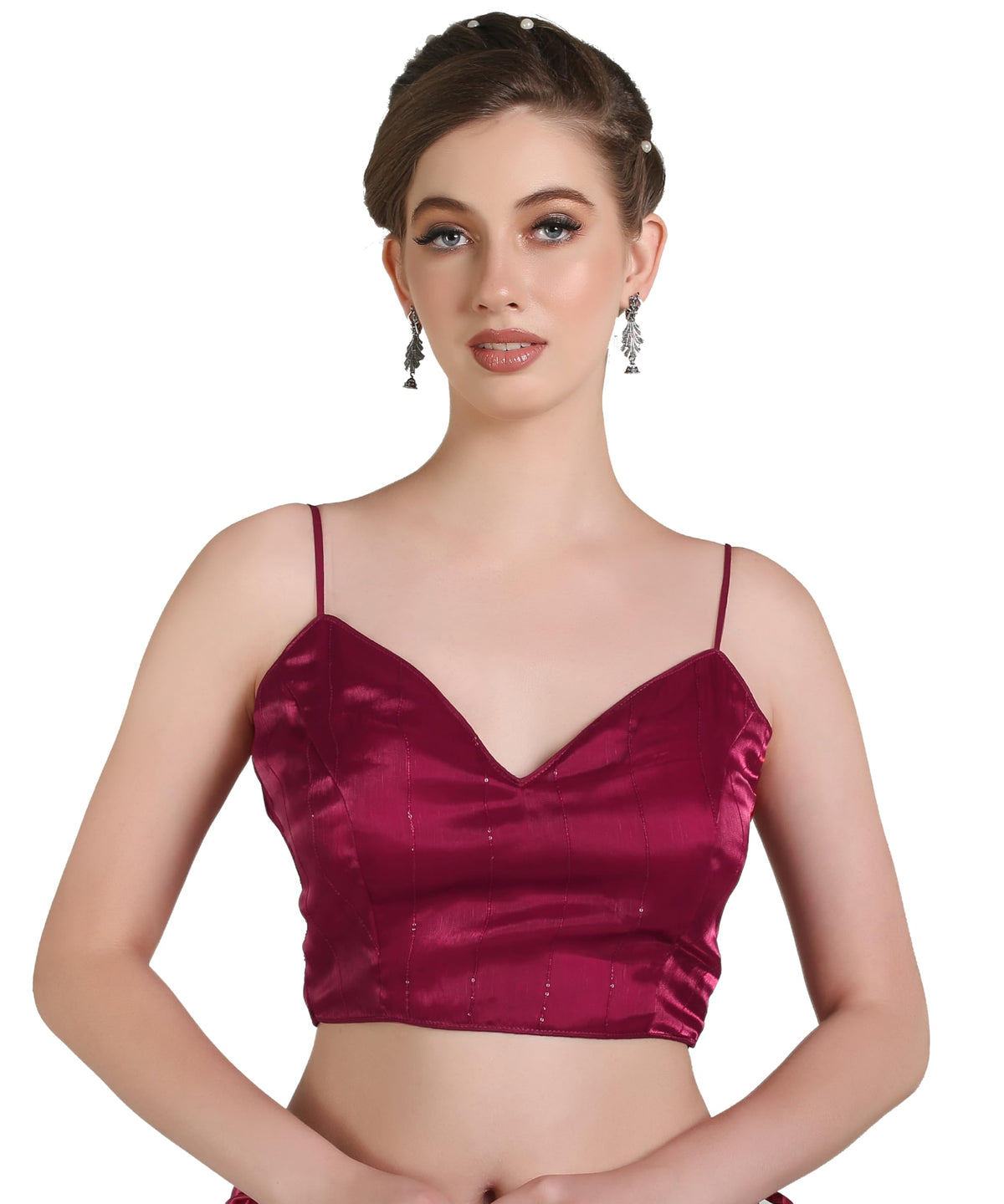 Pujia Mills Latest Collection of 2025 Indian Ethnic wear Spaghetti rama Color Stylish Readymade Choli Blouse