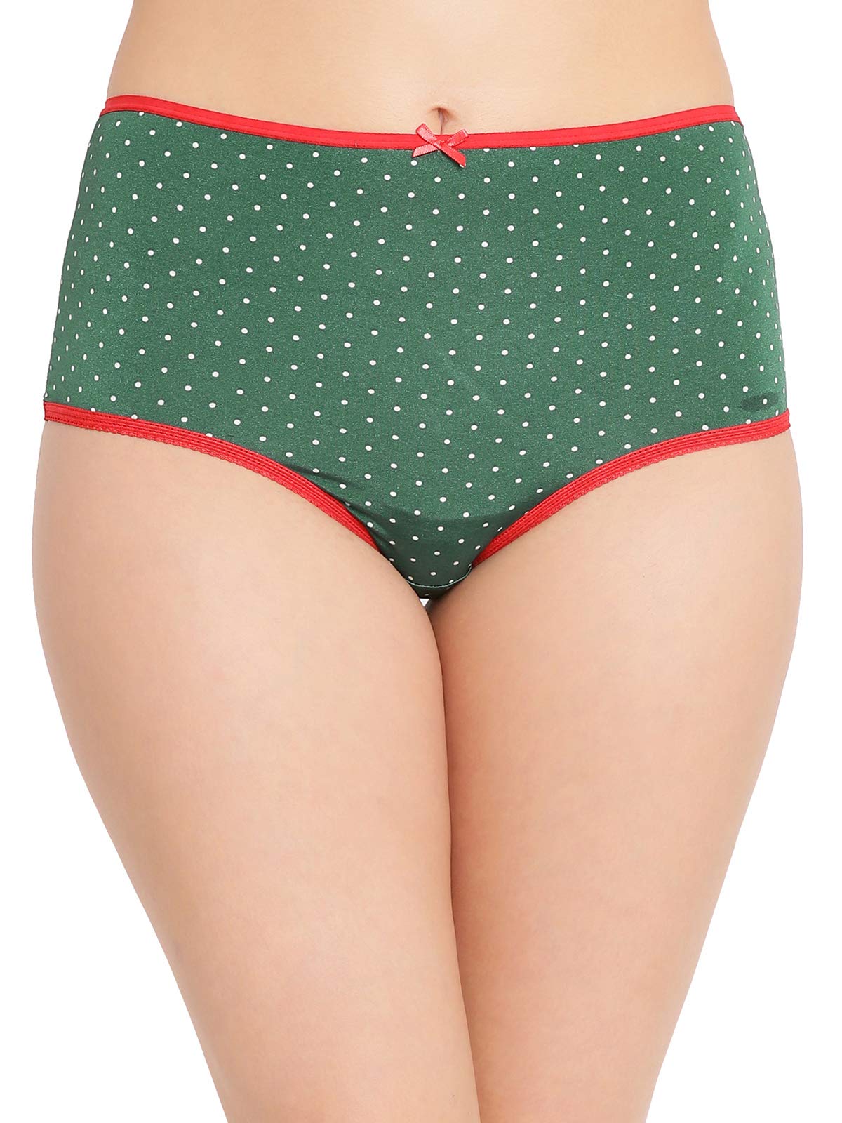 Clovia Womens High Waist Polka Print Hipster Panty (PN2840P17_Green_XL)