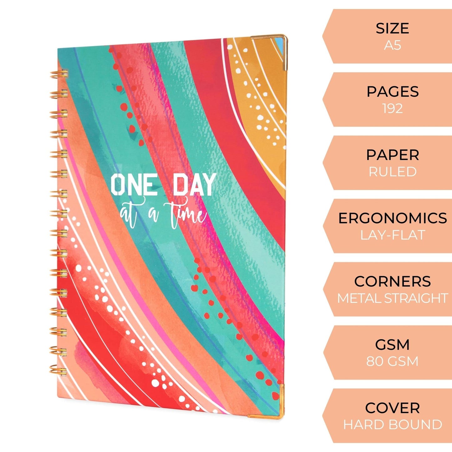 Doodle Undated Daily Planner I A5 I Hard Cover I Wiro Bound I192 Ruled Pages I 80 Gsm I Lay Flat Design I Metal Corners I Plan Y
