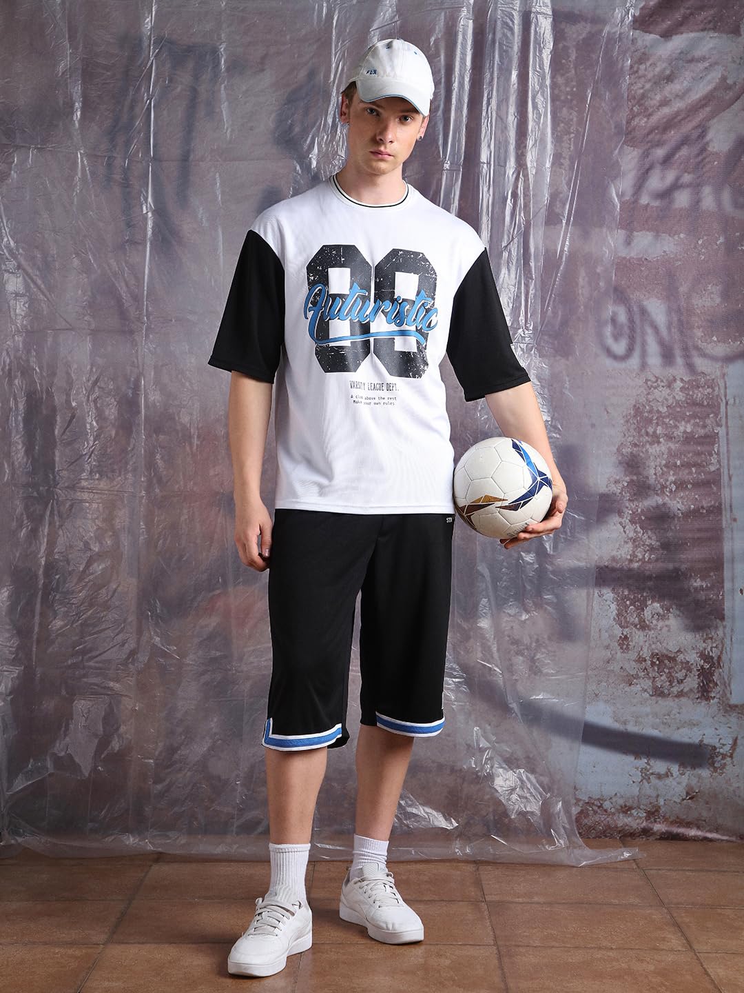 Hubberholme Men Printed Oversized Round Neck Half Sleeve Tshirts 124 White