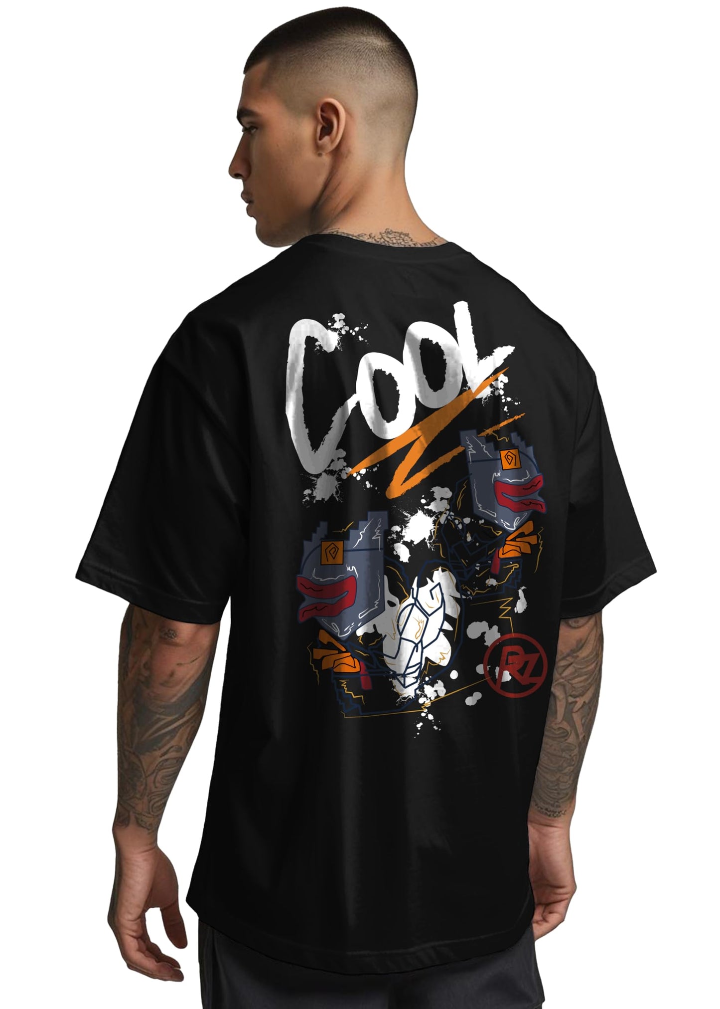 Peppyzone Mens Oversized Fit T-Shirt (PZ-OST-Trendy45_Black