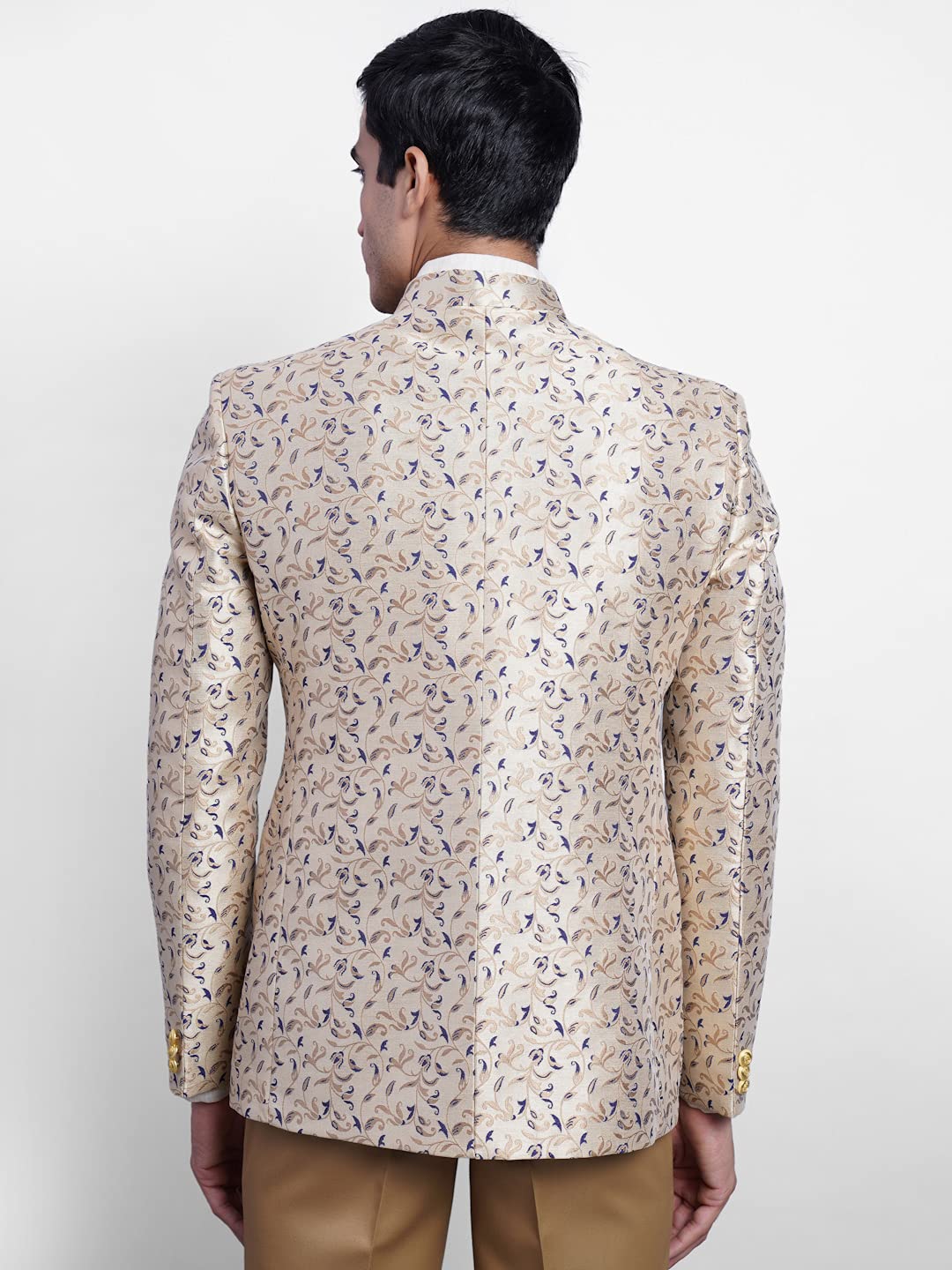 WINTAGE Mens Banarasi Rayon Cotton Festive and Casual Bandhgala Jodhpuri Blazer : Grey