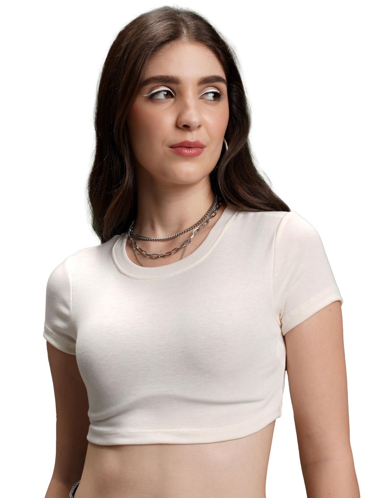 Ketch Polyester WomenS Casual Fit Regular Fit Tops (Khtp000490_Off White, Large