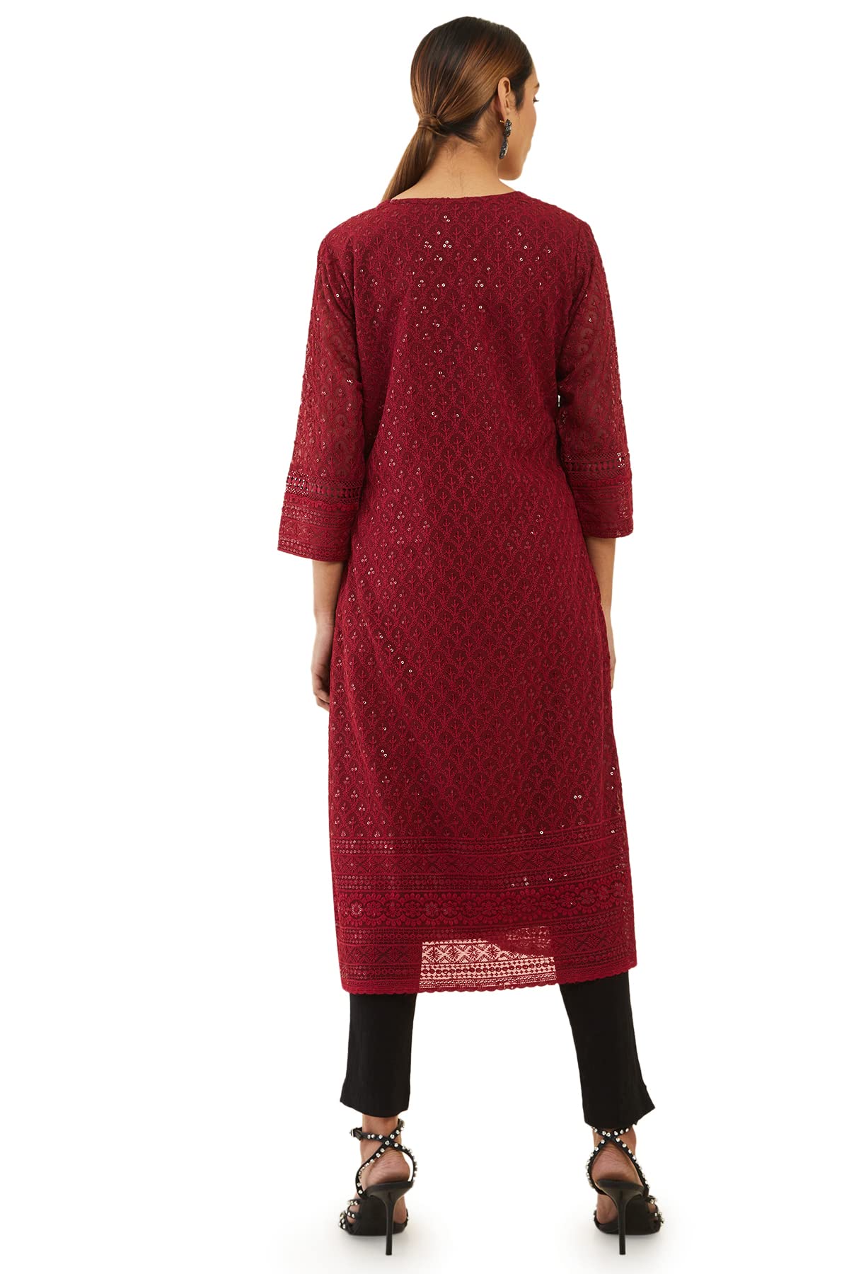 Soch Women's Georgette Embroidered Regular Dress Shirt