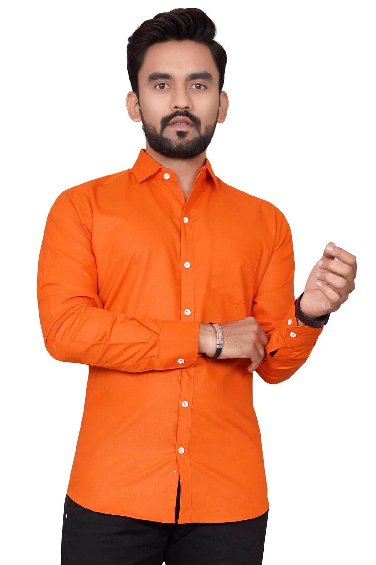 Besix Full Sleeve Orange Formal Shirt For Men Cotton Regular Fit Casual - Pure Premium Branded Shirts For Men Formal Stylish Sli