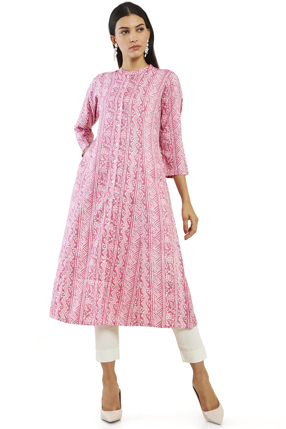 Soch Women Pink Rayon Printed A-Line Kurta