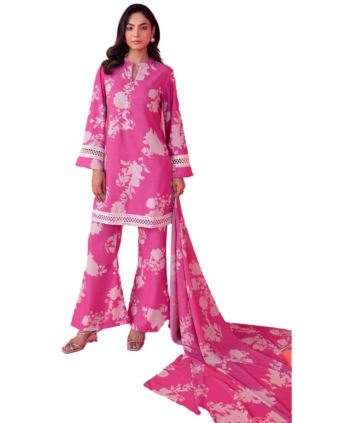 Lookmark WomenS Cotton Blend Floral Printed Kurta Plazzo Set With Dupatta Suitable For Every Indian Occasion (Az-Lm-Og-Ks2173-X