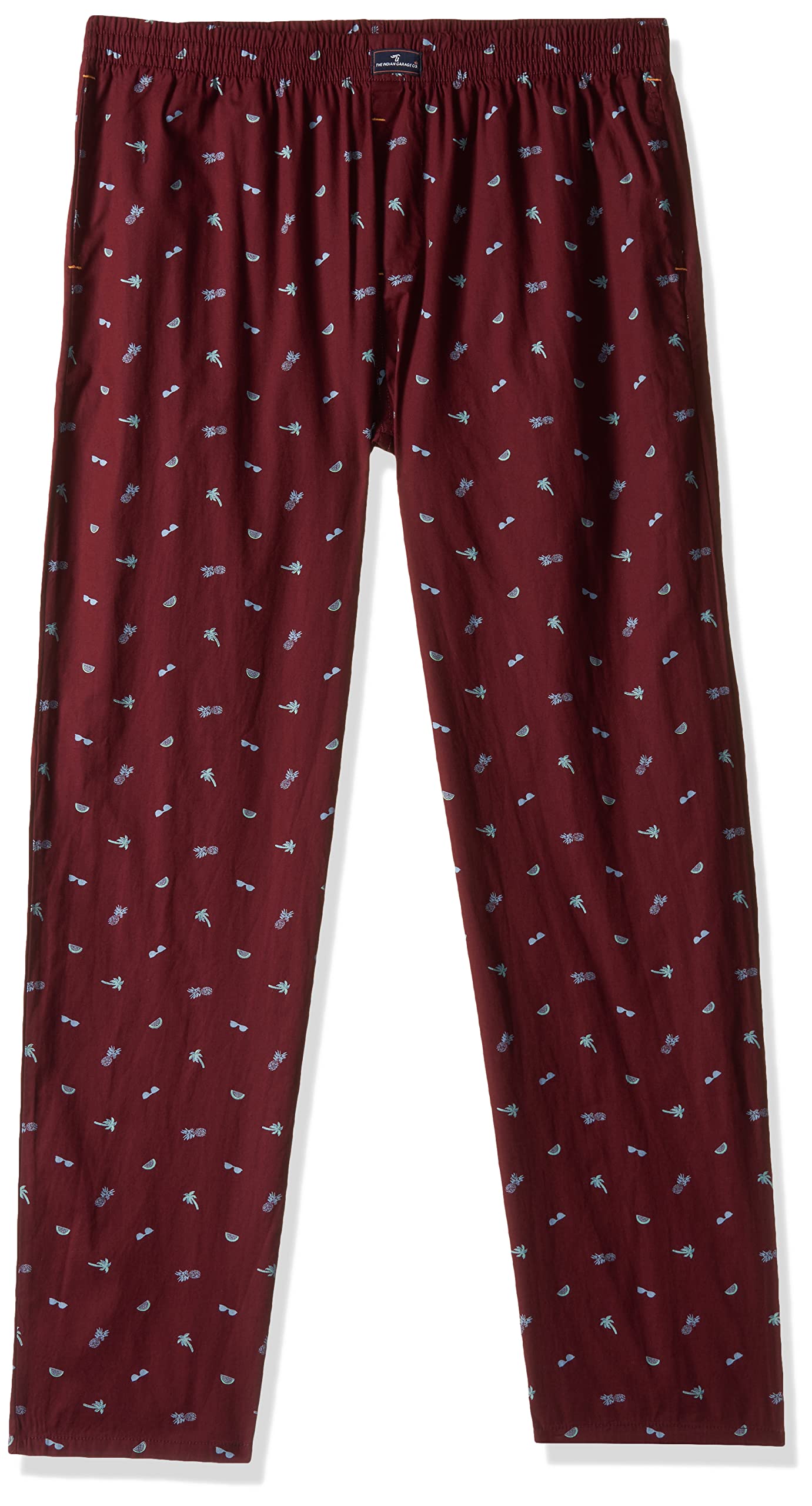 The Indian Garage Co Red Slim Fit Cotton Graphic Print Mid-Rise Lounge Pant