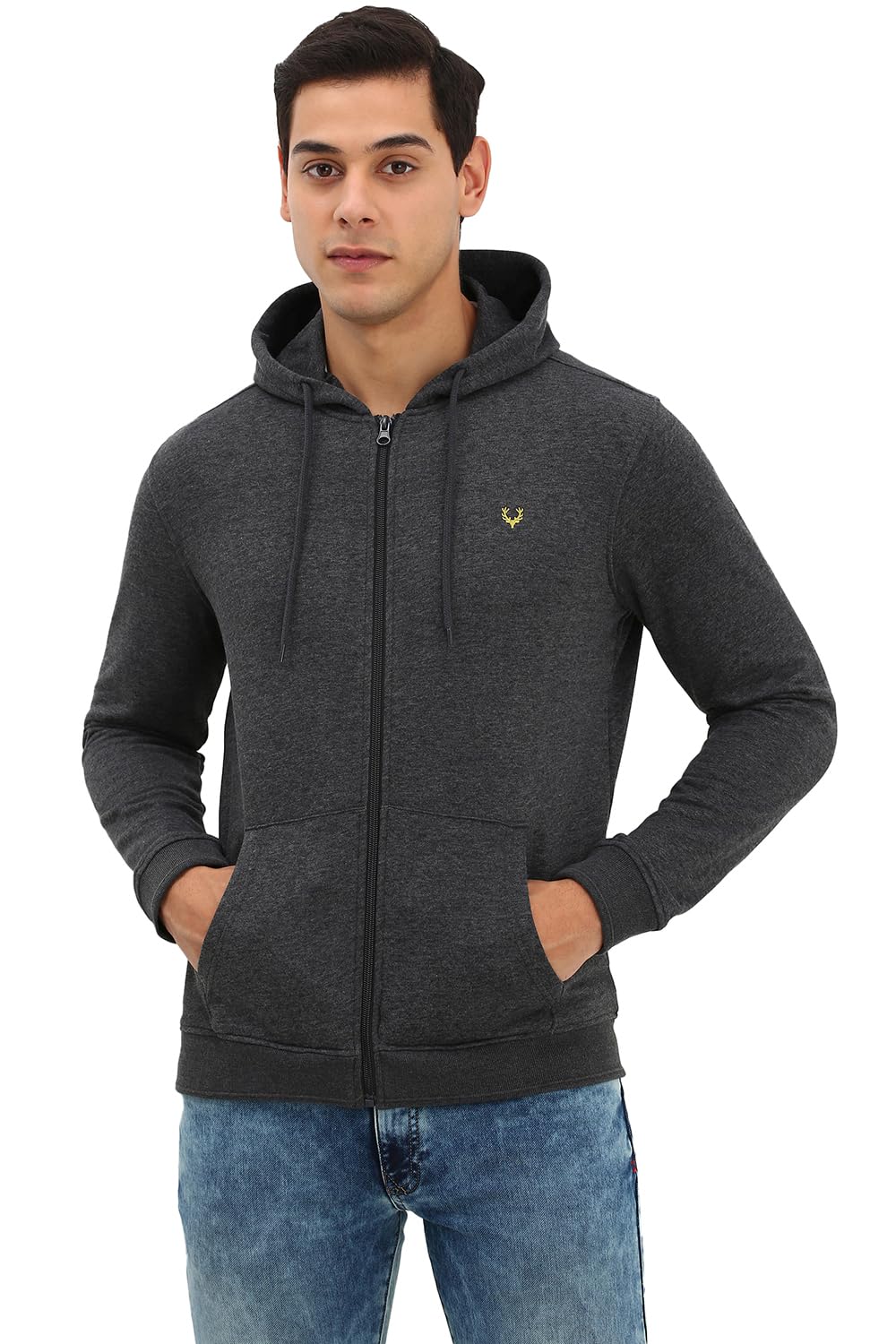 Allen Solly Men Regular Fit Solid Cotton Hooded Hoodie