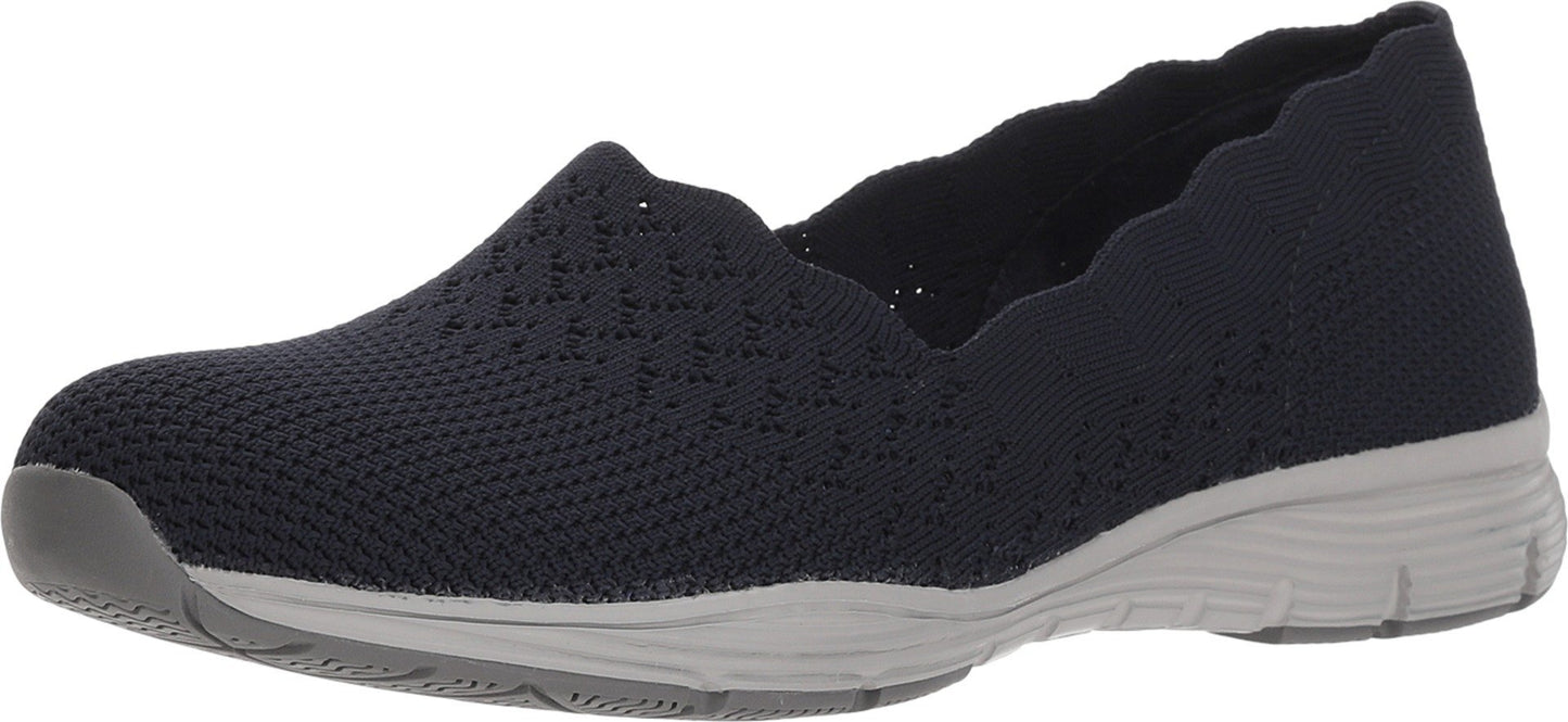 Skechers Women Modern Comfort Seager Stat Scalloped Collar Engineered Skech Knit Slip-On Classic Fit Loafers