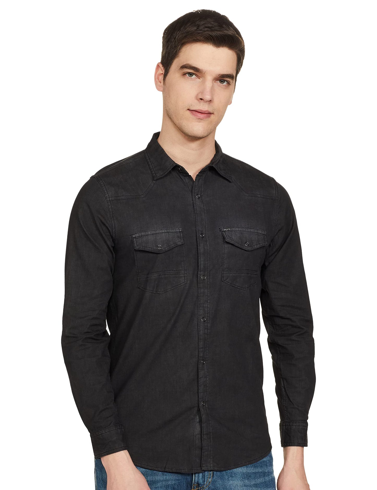 Pepe Jeans MenS Solid Regular T-Shirt (Pm306600Ua0_Stretch Denim-Grey_Xxl 2Xl)