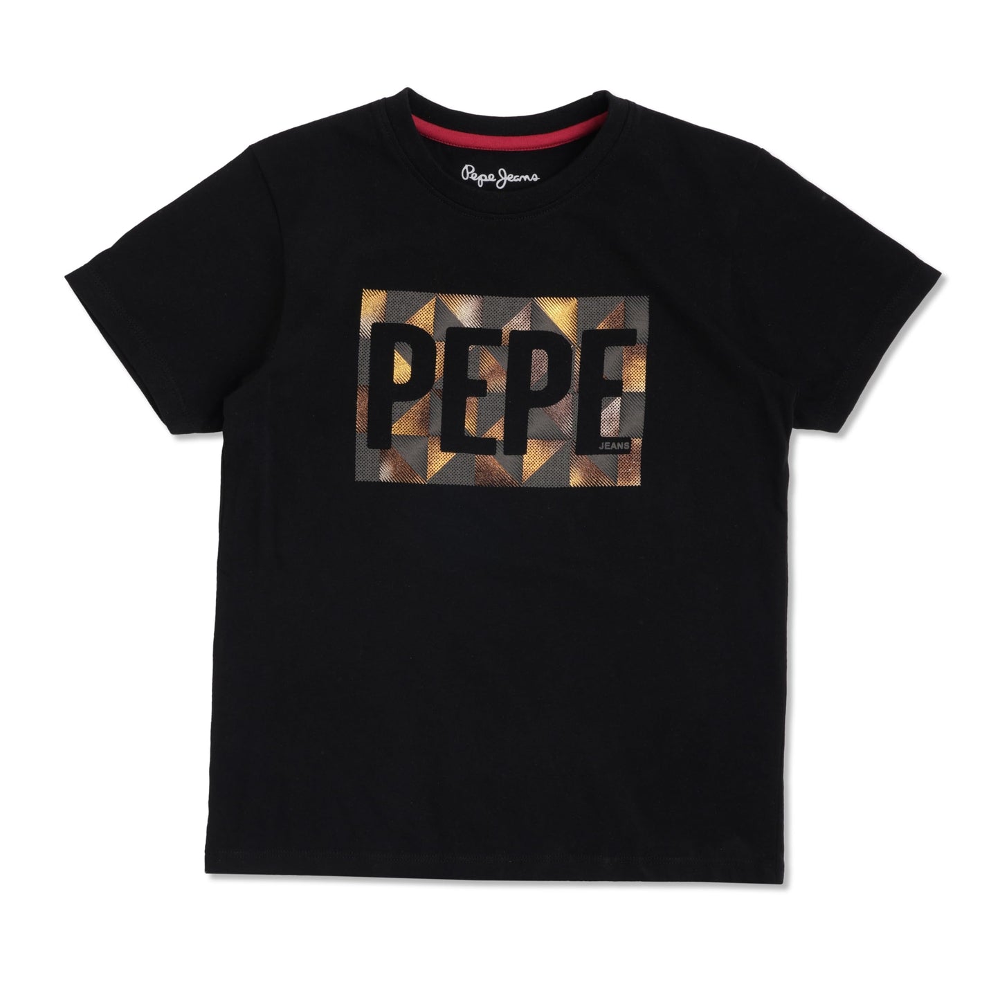 Pepe Jeans Boys Regular Fit Foil Printed T-Shirts Black