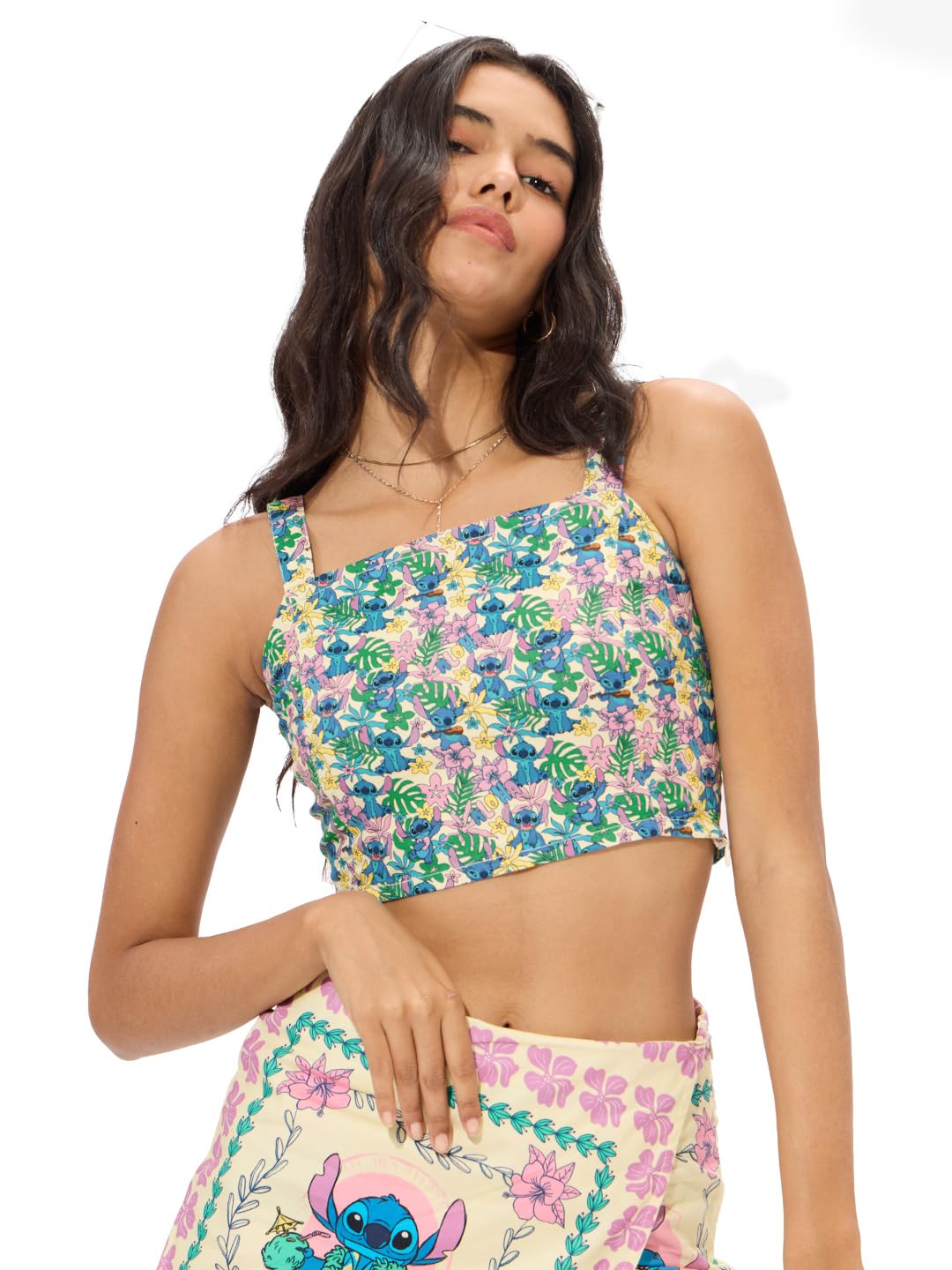 The Souled Store Official Lilo & Stitch Originals: Ohana Women and Girls Round Neck Sleeveless Cotton Blend Slim Fit Bralette To