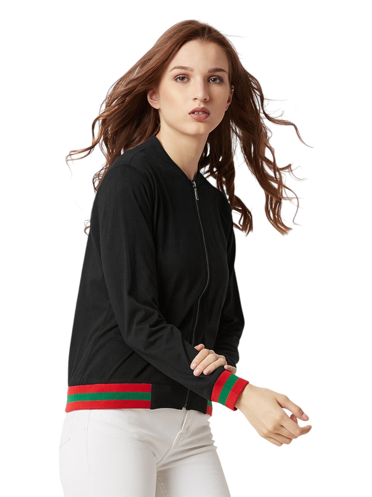 Miss Chase Womens Round Neck Full Sleeve Bomber Jacket (MCAW24JKT99-15-415-06, Absolute Black, XL)