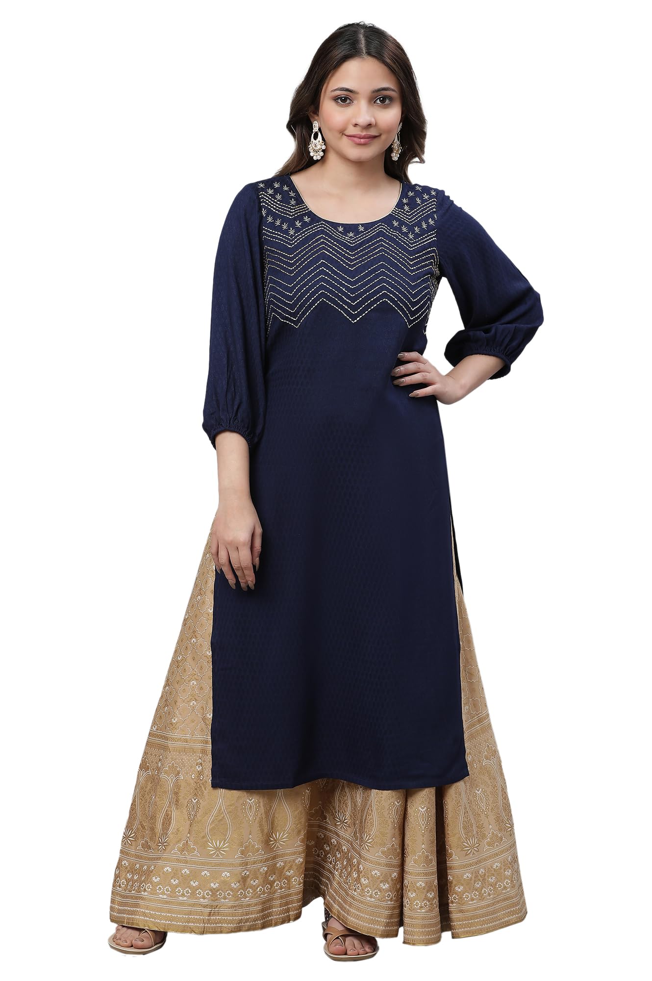 Aurelia Women's Viscose Regular Shirt (23AUA14647-606698_Dark Blue