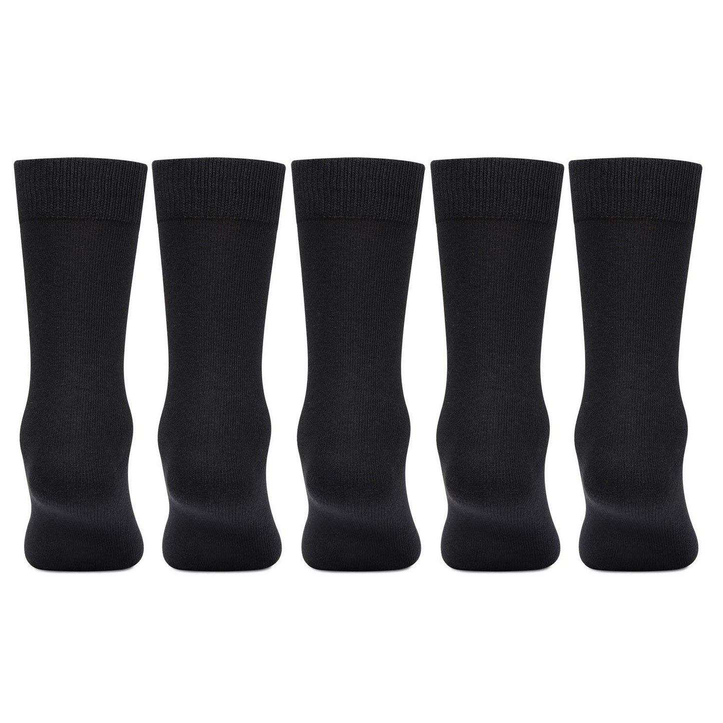 Bonjour Kids Cotton Full Length Plain Black Color School Socks For Boys & Girls - Pack Of 5