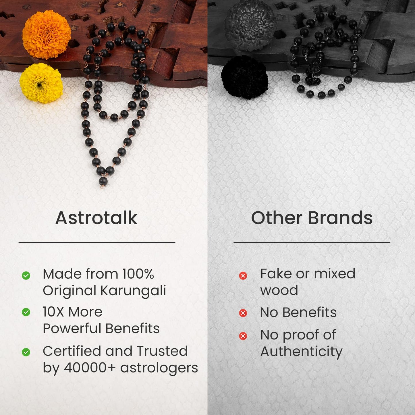 Astrotalk Karungali Malai 54+1 Beads with Copper Wire(8mm) | Karungali Mala Original for Protection & Mars Balance | Ideal Jap Mala for Meditation | Gift for Man & Woman | Premium Gift Box