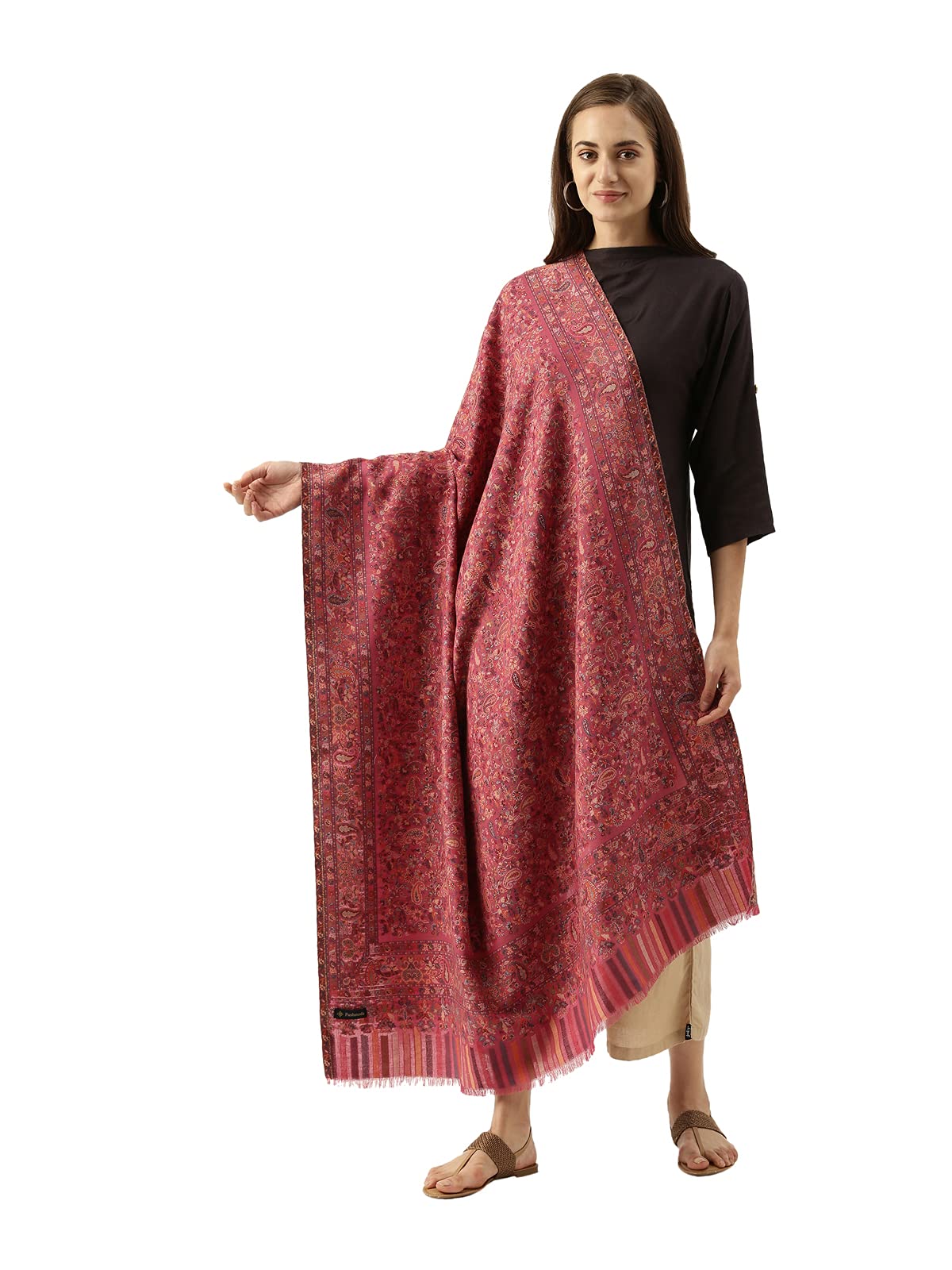 Pashmoda Women Khwaab Kaani Wool Blend Shawl (Size 101X203 CM)