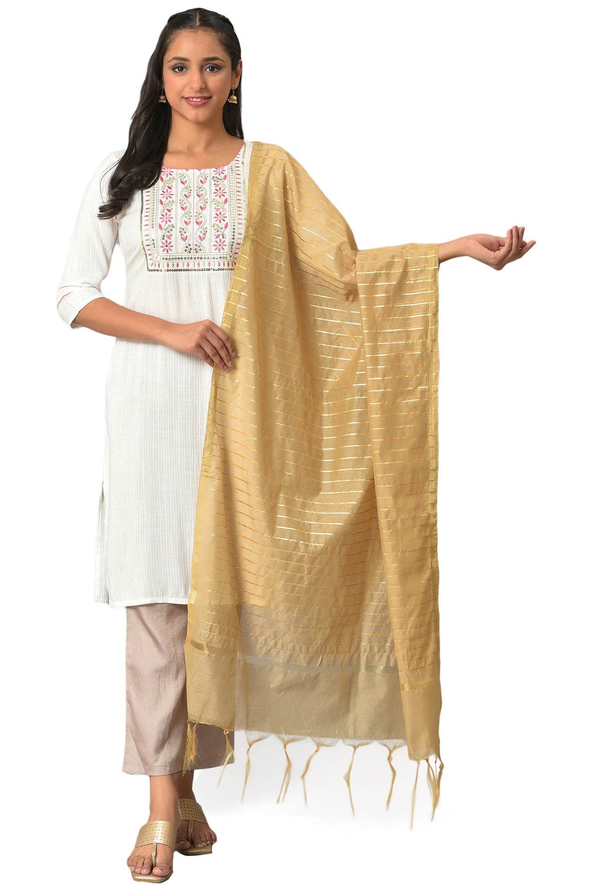 Aurelia Gold Yarn-Dyed Premium Dupatta