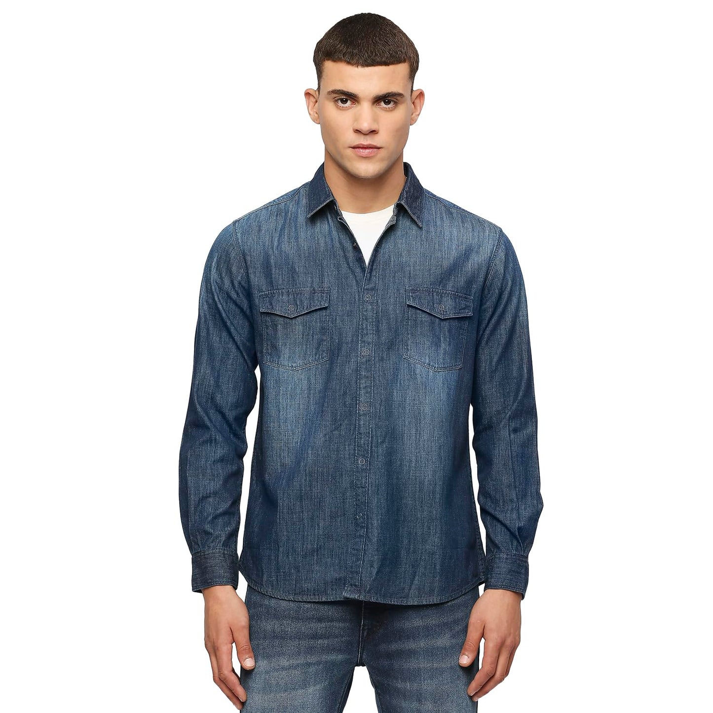 Pepe Jeans Men'S Regular Fit Shirt (Pm309027Ca0_Dark Used Wash