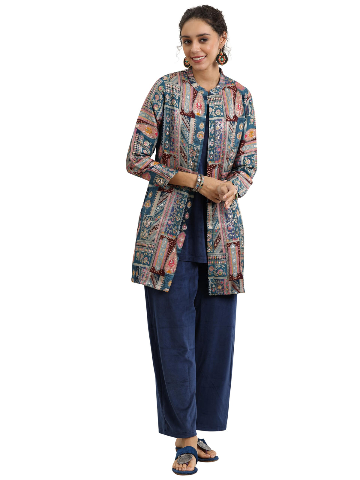 Libas WomenS Velvet Co Ord Set (49033W_Blue
