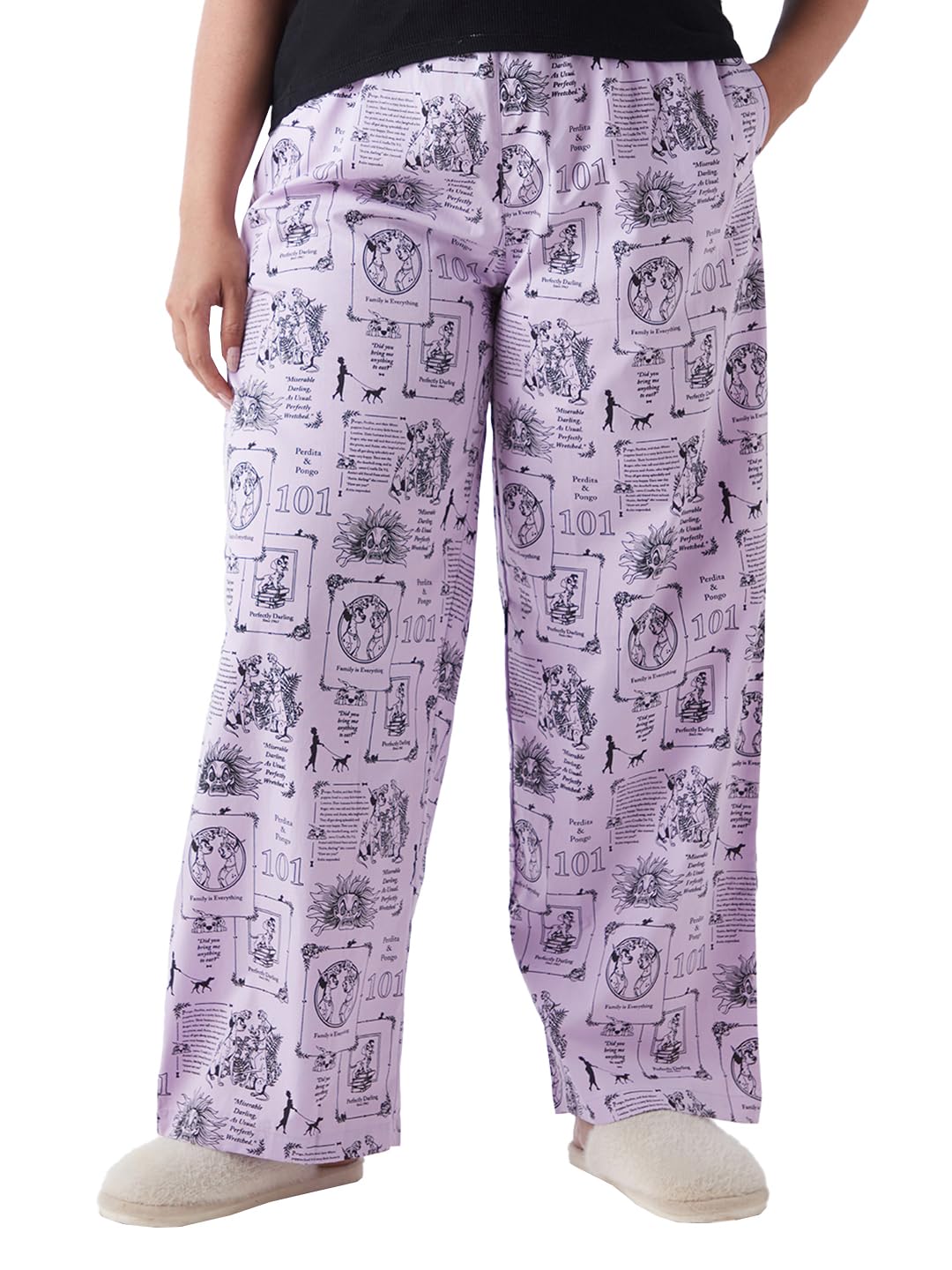 Bewakoof Womens All Over Print Regular Fit Poplin Plus Size Pyjama_645108_Purple_3XL
