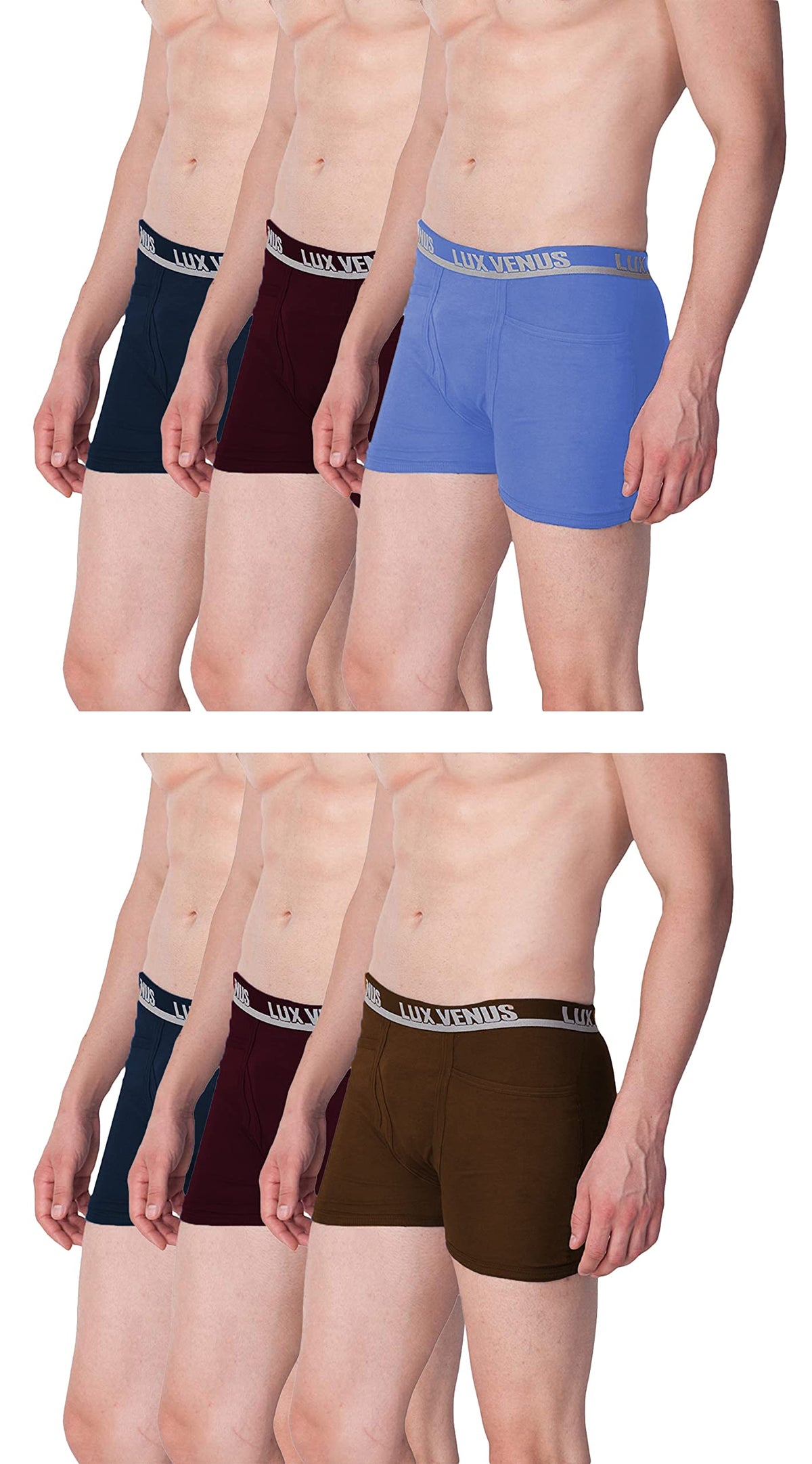 Lux Venus Pure Cotton Pocket Drawer For Men (Pack Of 6) Multicolour