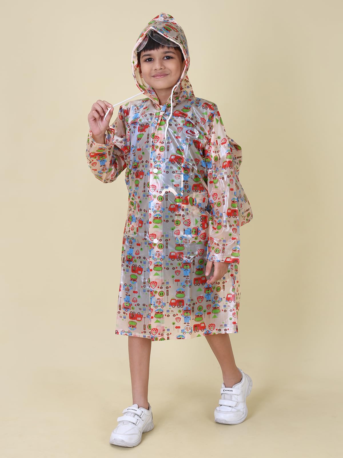 Rupa Rainwear for Kids, Waterproof PVC Rain Jacket with Carry Bag, Teddy Printed Design, Pack of 1